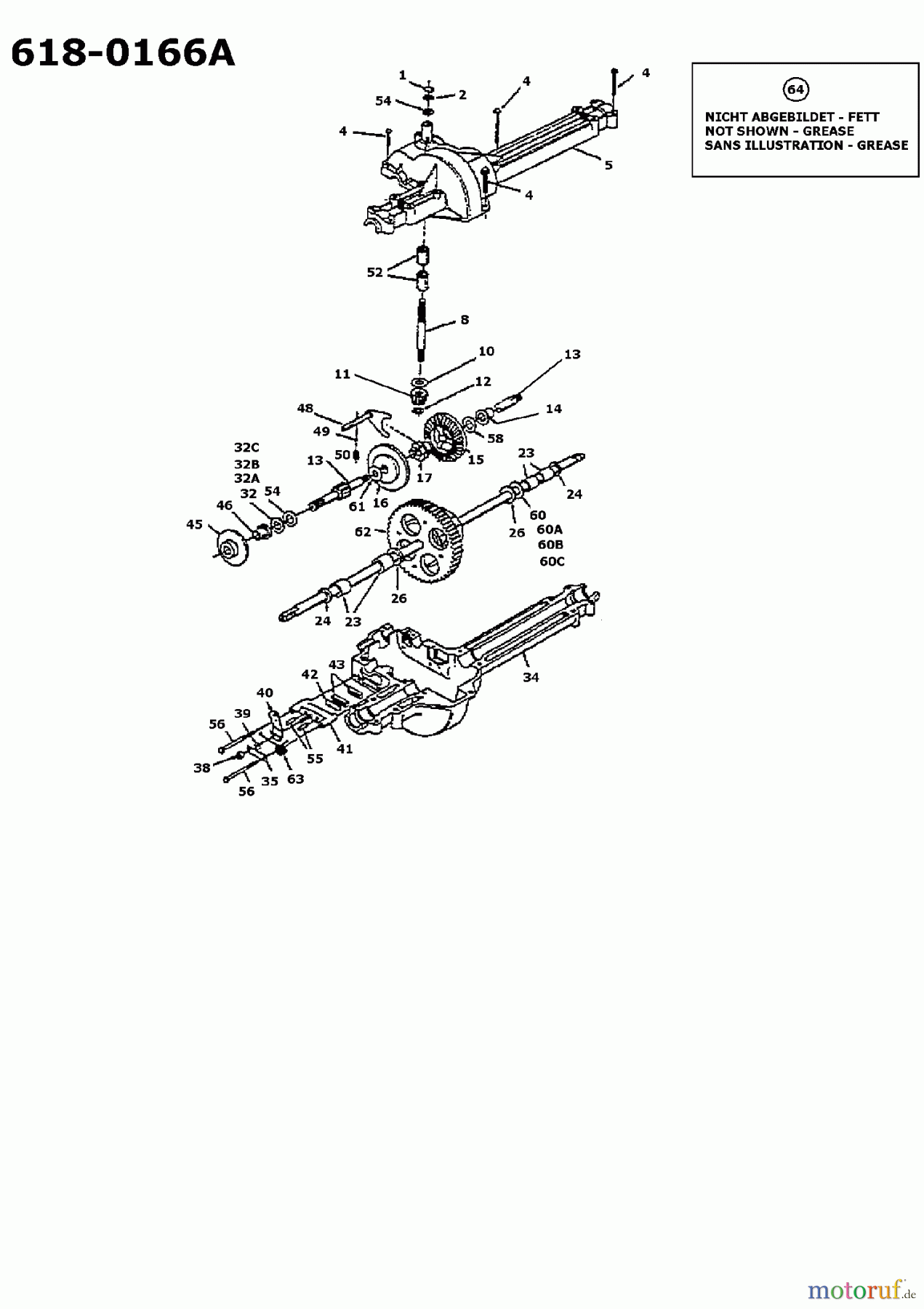  MTD Rasentraktoren B 115-76 13AC451C613  (1997) Getriebe 618-0166A