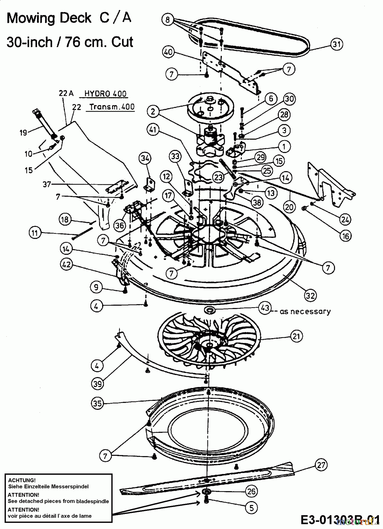  MTD Rasentraktoren B 115-76 13AC451C613  (1997) Mähwerk C (30