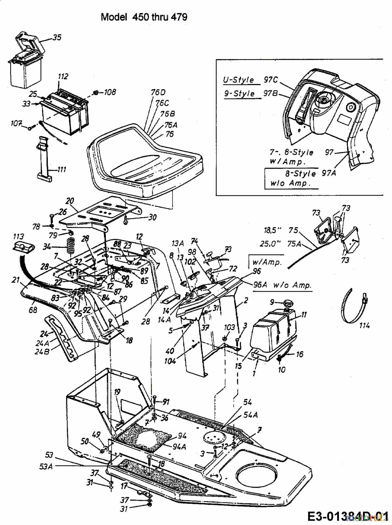  Bricolage Tracteurs de pelouse MBT 125/76 13BL472A615  (1998) Tableau de bord, Siège, Reservoir