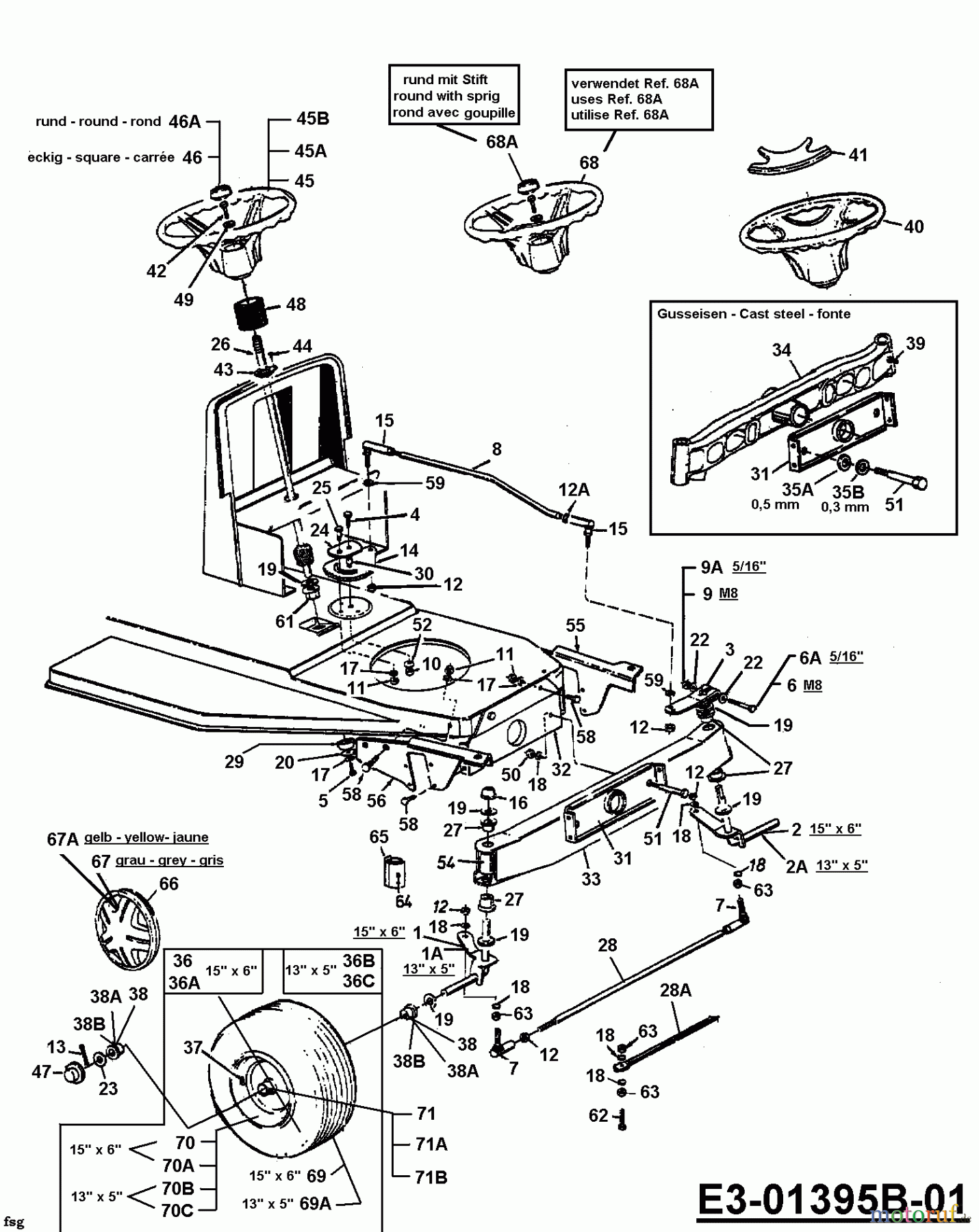  MTD Rasentraktoren J 118 13AC455C661  (1999) Lenkung, Räder vorne, Vorderachse