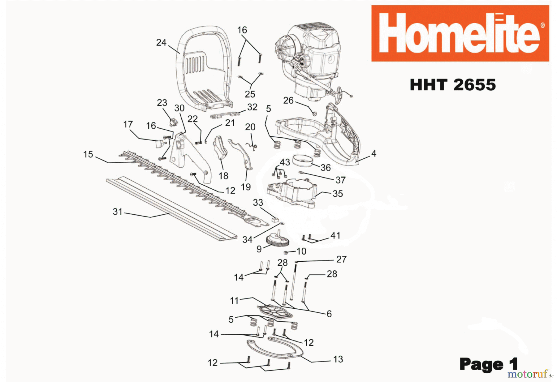  Homelite Heckenscheren HHT2655 Homelite 26cc Mighty Lite Hedge Trimmer Seite 1