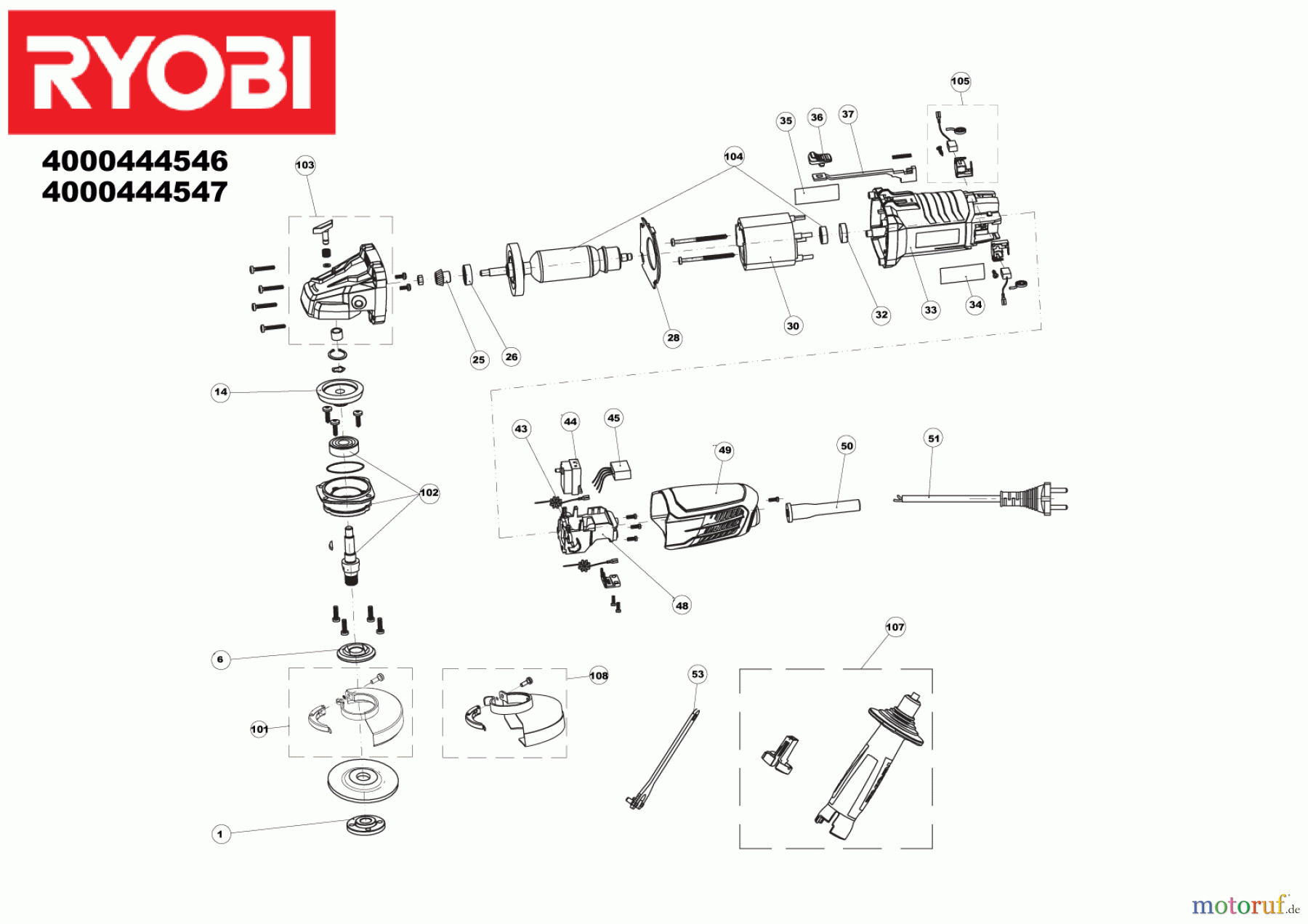  Ryobi Schleifgeräte Winkelschleifgerät RAG950-125S 950 W Winkelschleifer Seite 1