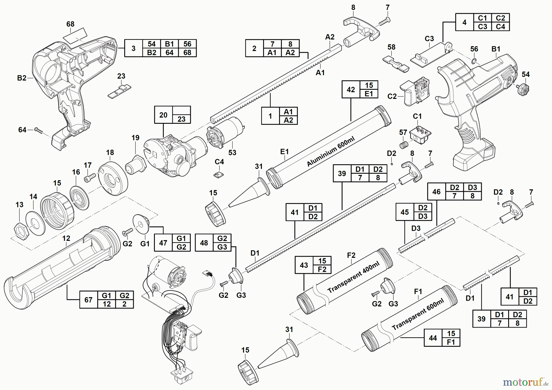  Milwaukee Akku-Geräte Andere Kartuschenpressen C18 PCG/600T-201B Seite 1