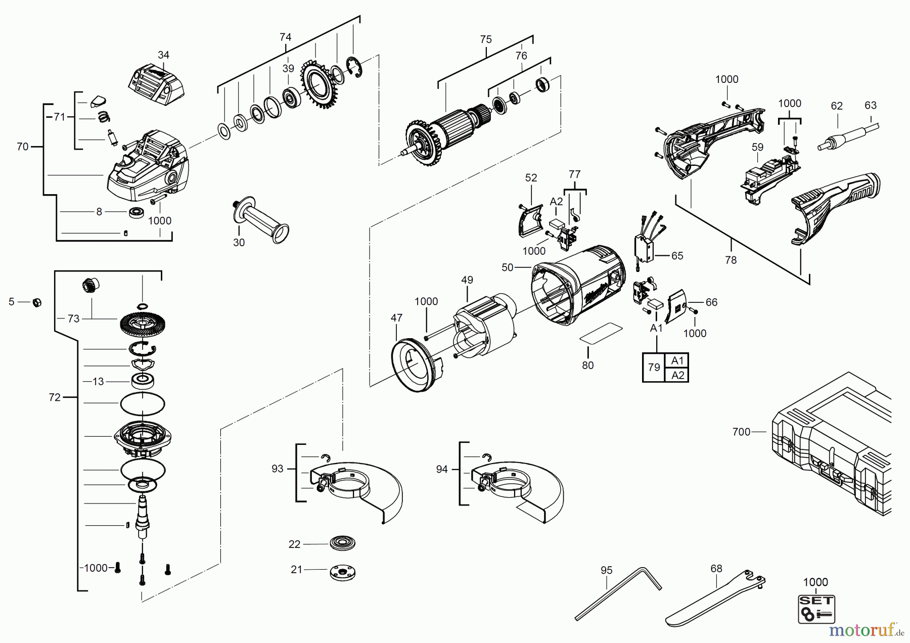  Milwaukee Kabelgeführte Geräte Schleifen und Polieren Schleifer 230mm AG 22-230 DMS WINKELSCHLEIFER  Seite 1