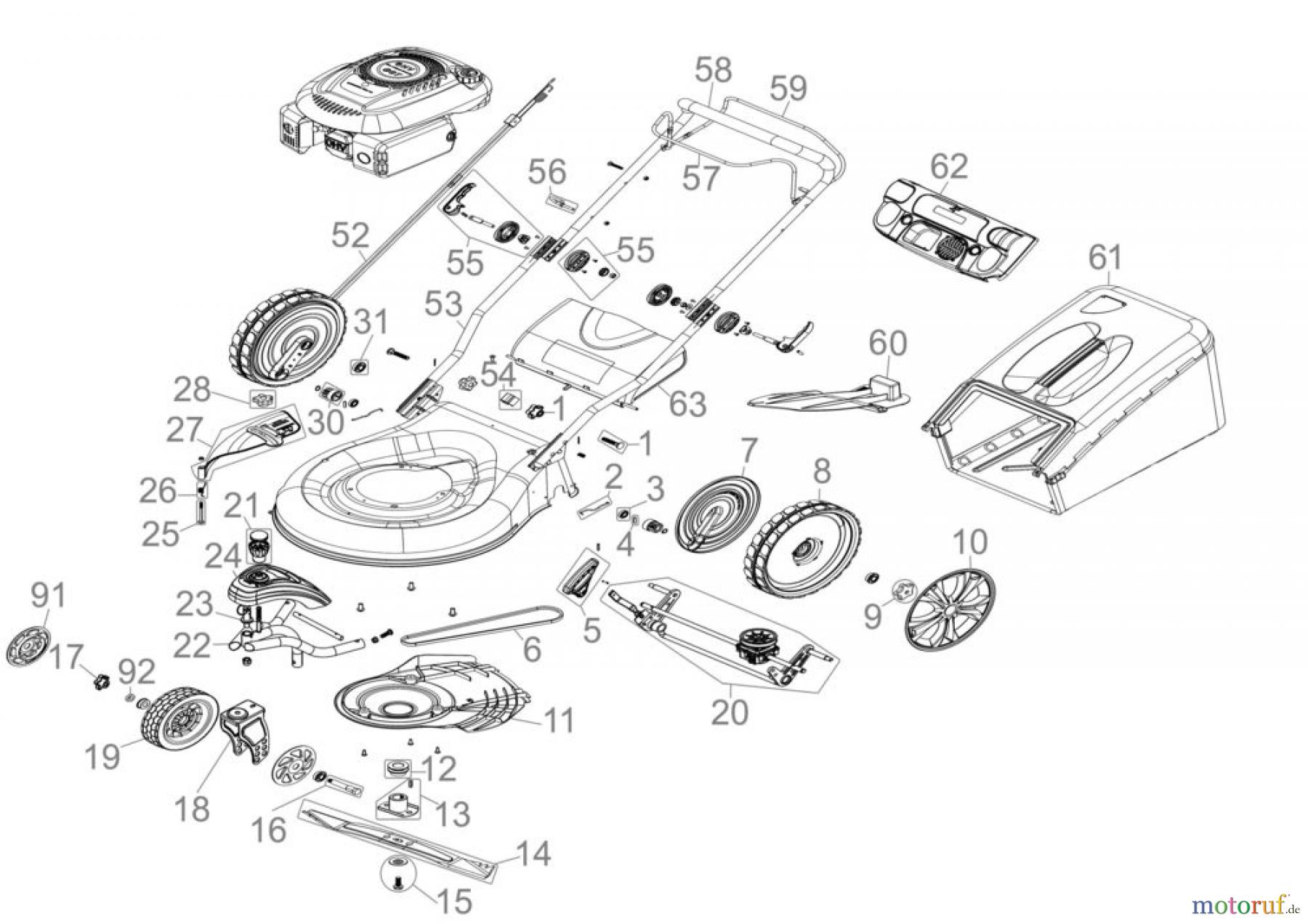 Güde Gartentechnik Rasenmäher Benzin-Rasenmäher Schnittbreite ab 50 cm RASENM. BIG WHEELER TRIKE 565S-I - 95391 FSL95391-02 Seite 1