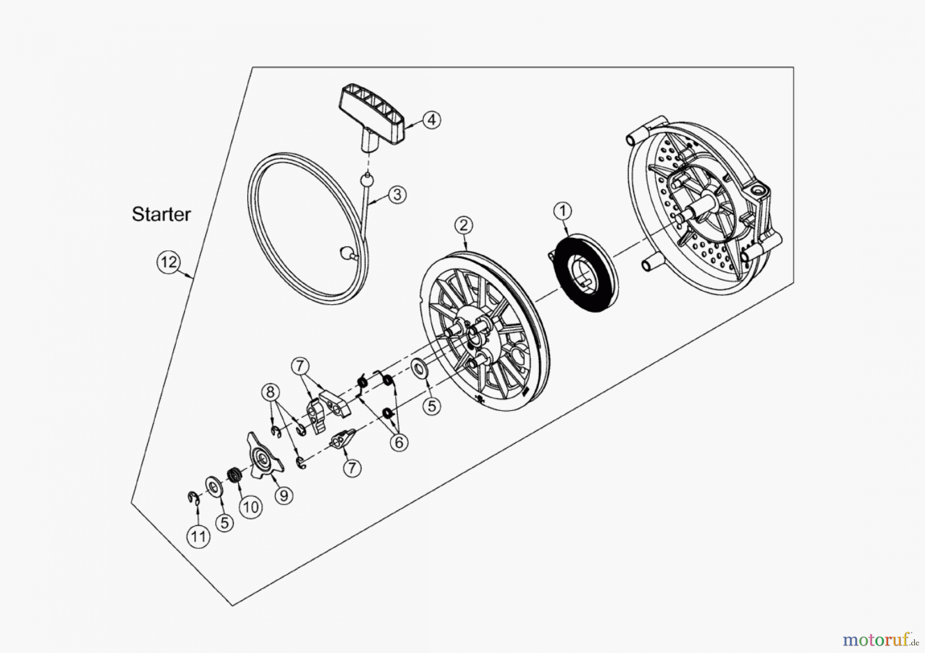  AS-Motor (neu) Rasen Profi-Rasenmäher AS 45 Universal AS 45 B4 ab FNr. 007709060001 Starter