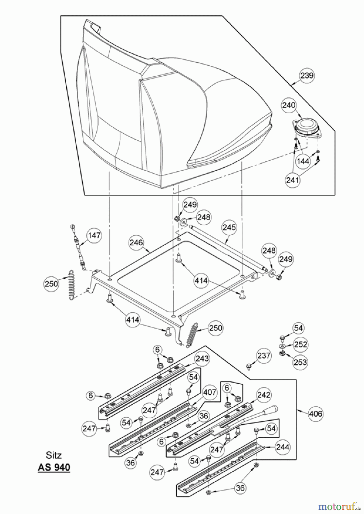  AS-Motor (neu) Hochgras Aufsitzmäher AS 940 Sherpa 4WD B&S ab FNr. 021910080024 Sitz