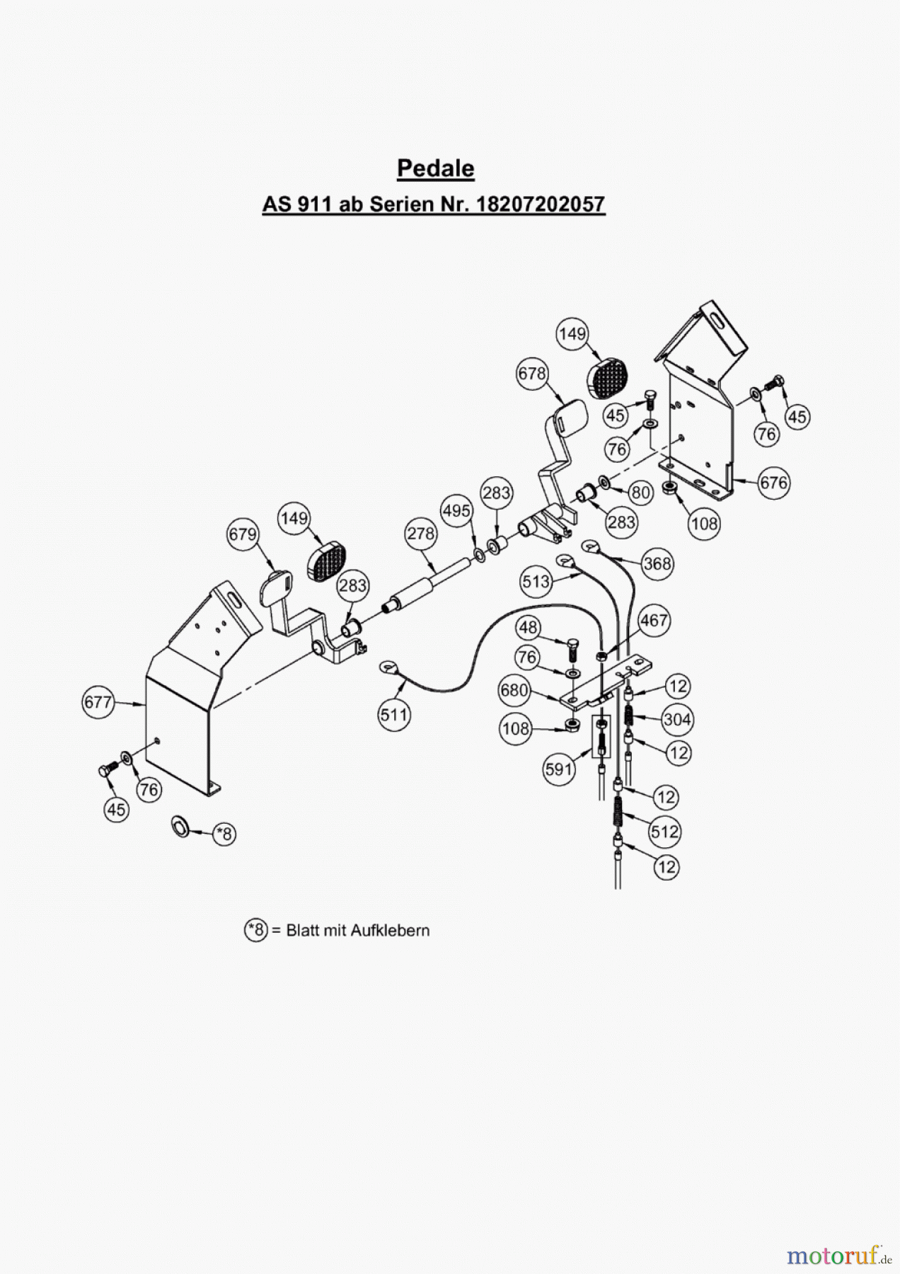  AS-Motor (neu) Hochgras Aufsitzmäher AS 911, AS 915 Enduro ab FNr. 018208020001 Pedale
