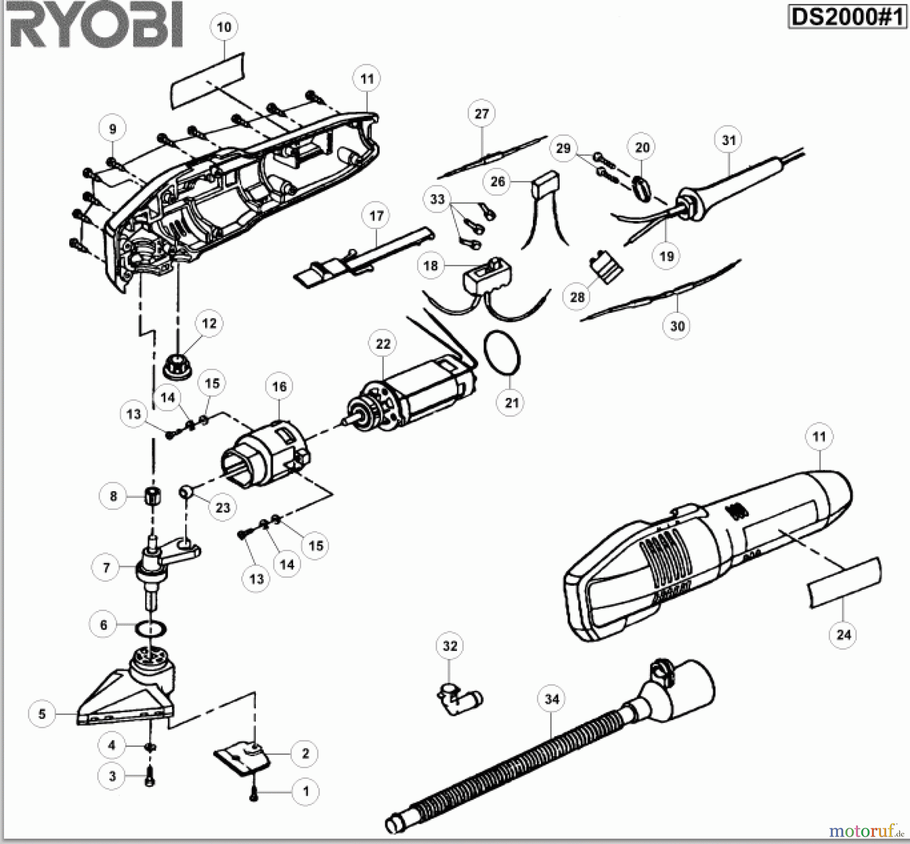  Ryobi Schleifgeräte Delta- und Multischleifgeräte DS2000 Seite1