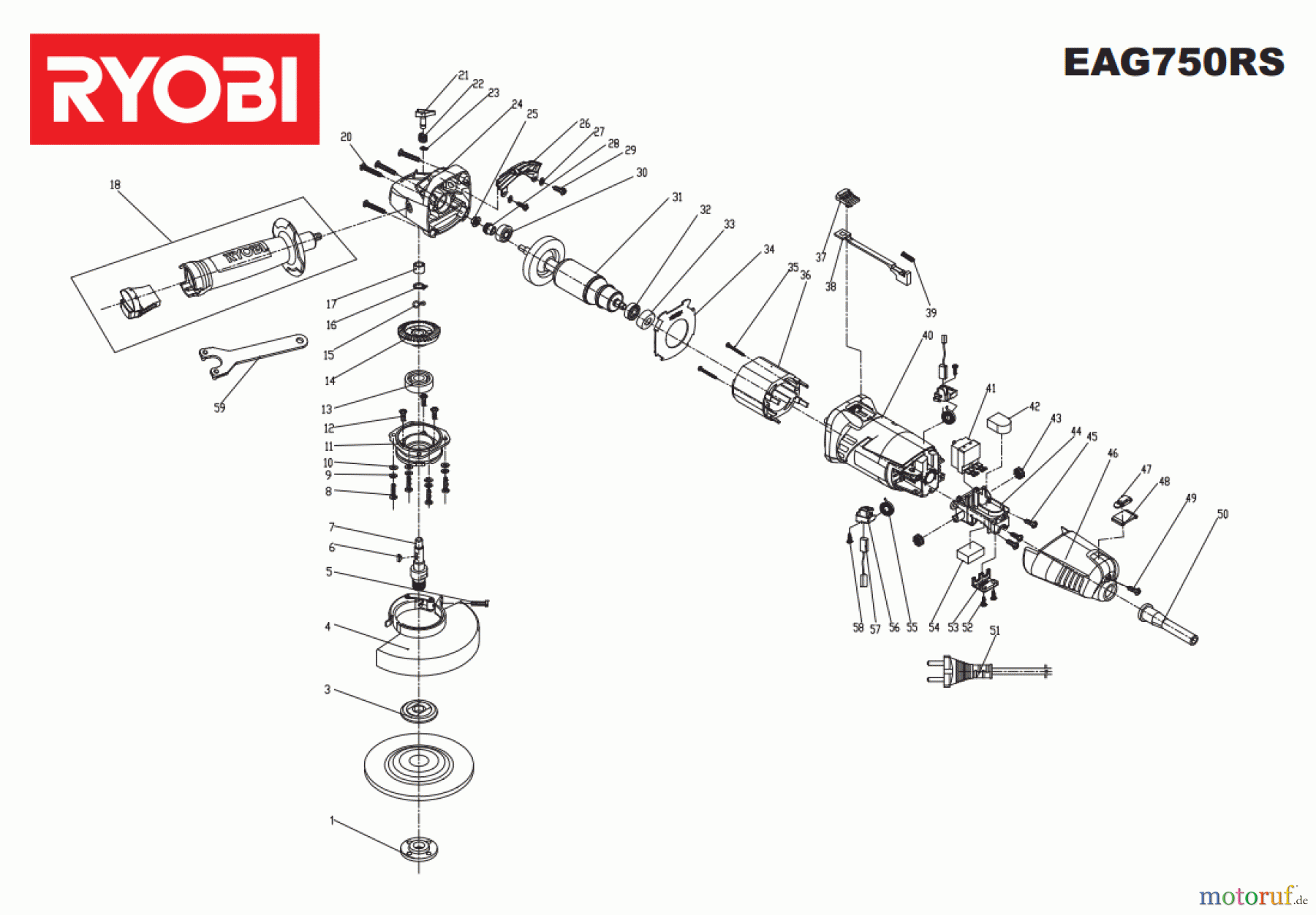  Ryobi Schleifgeräte Winkelschleifgerät EAG750RS Seite 1
