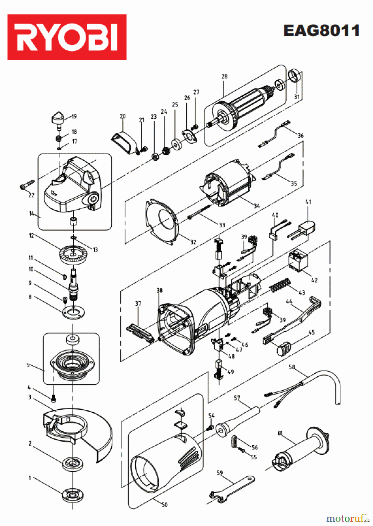  Ryobi Schleifgeräte Winkelschleifgerät EAG8011 Seite 1