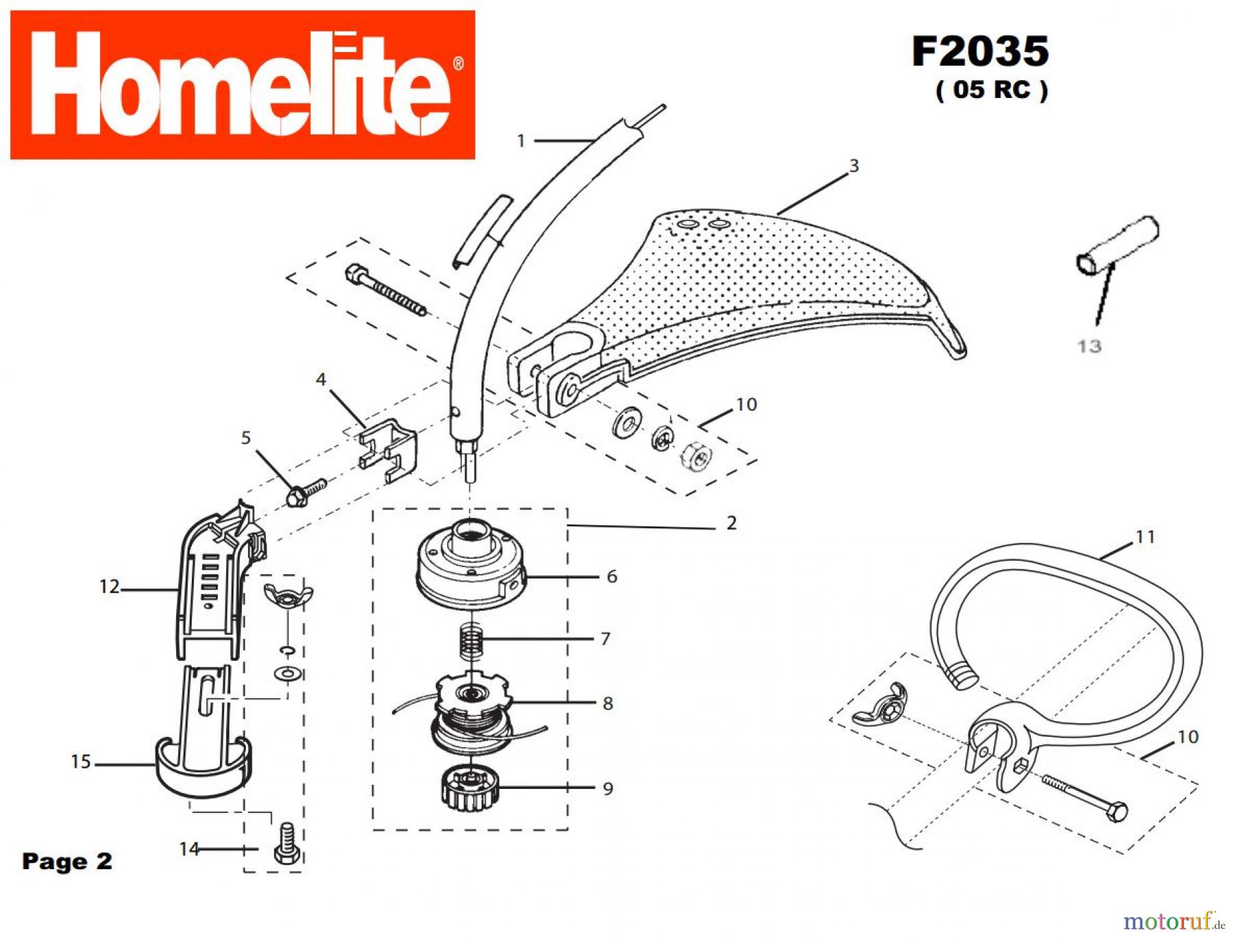 Homelite Trimmer Benzin F2035 (Baujahr 2005-2010) Fadenkopf, Welle