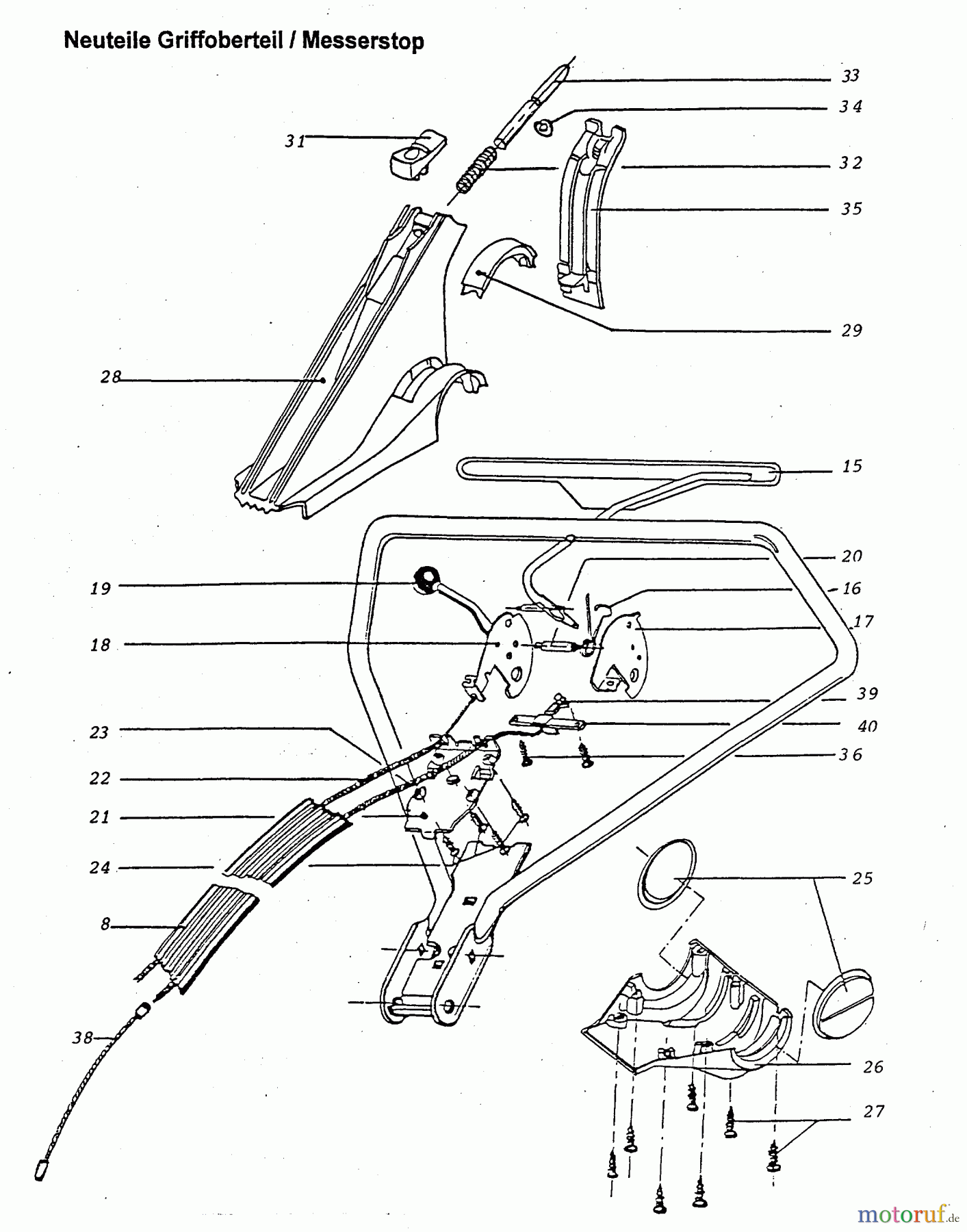 Wolf-Garten Motormäher 4.46 B 6905580 Serie A (1996) Bowdenzug, Elektroteile