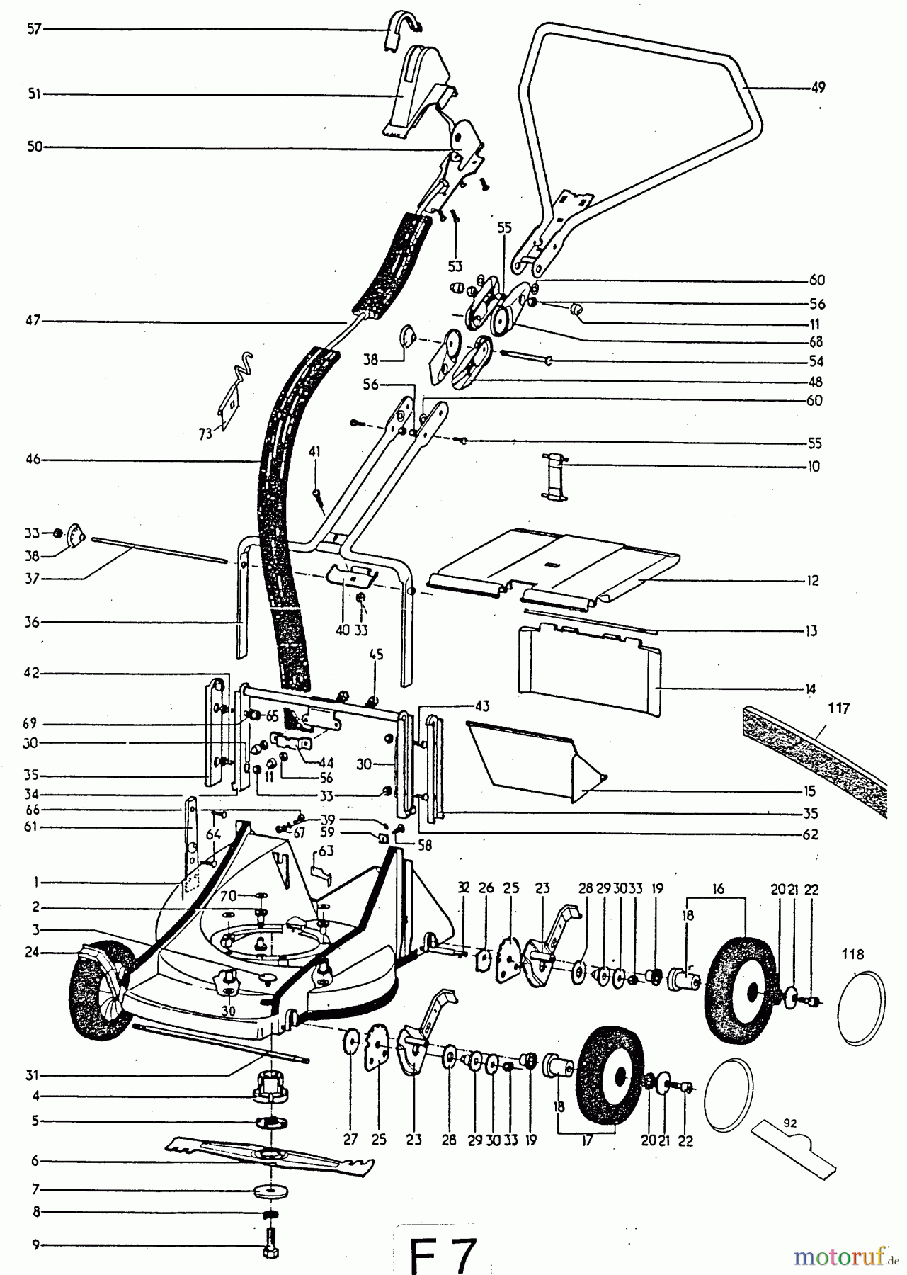 Wolf-Garten Motormäher 4.46 B 6905580 Serie A (1996) Holm, Räder
