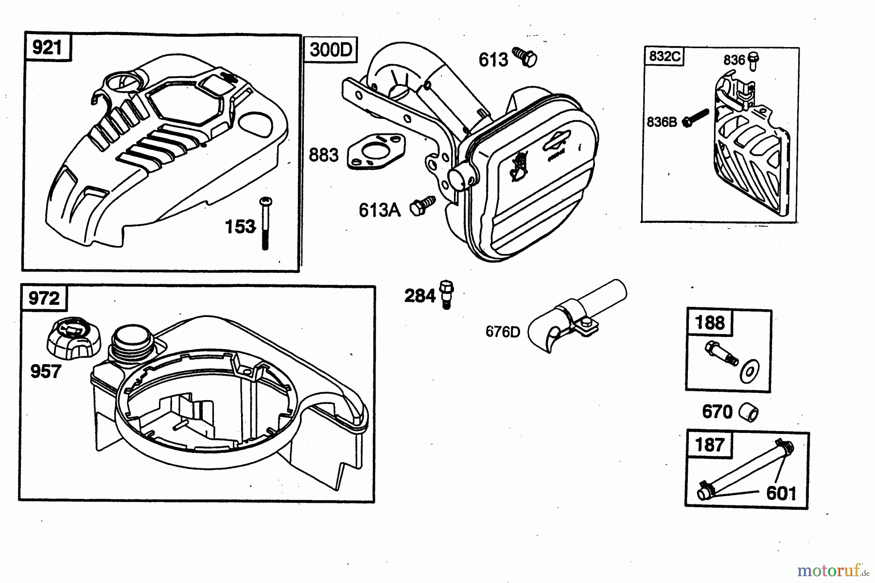 Wolf-Garten Benzinmotoren Briggs&Stratton Intek Edge SV 2057005 (2003) Auspuff, Motorhaube, Tank