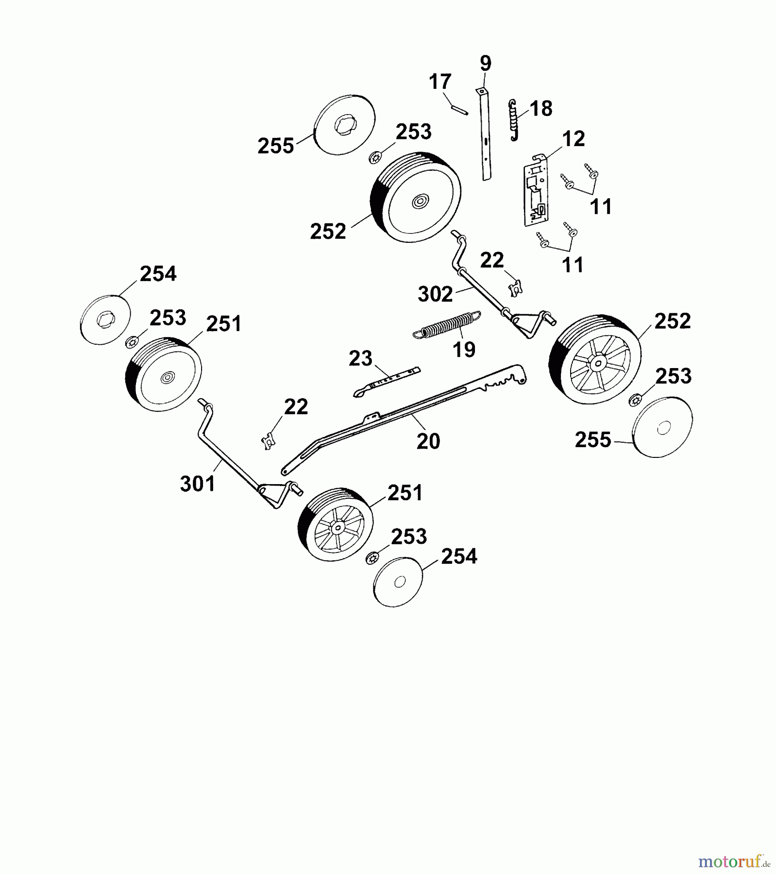  Wolf-Garten Elektromäher Esprit 40 E 4020680 Serie C, D  (2004) Höhenverstellung, Räder