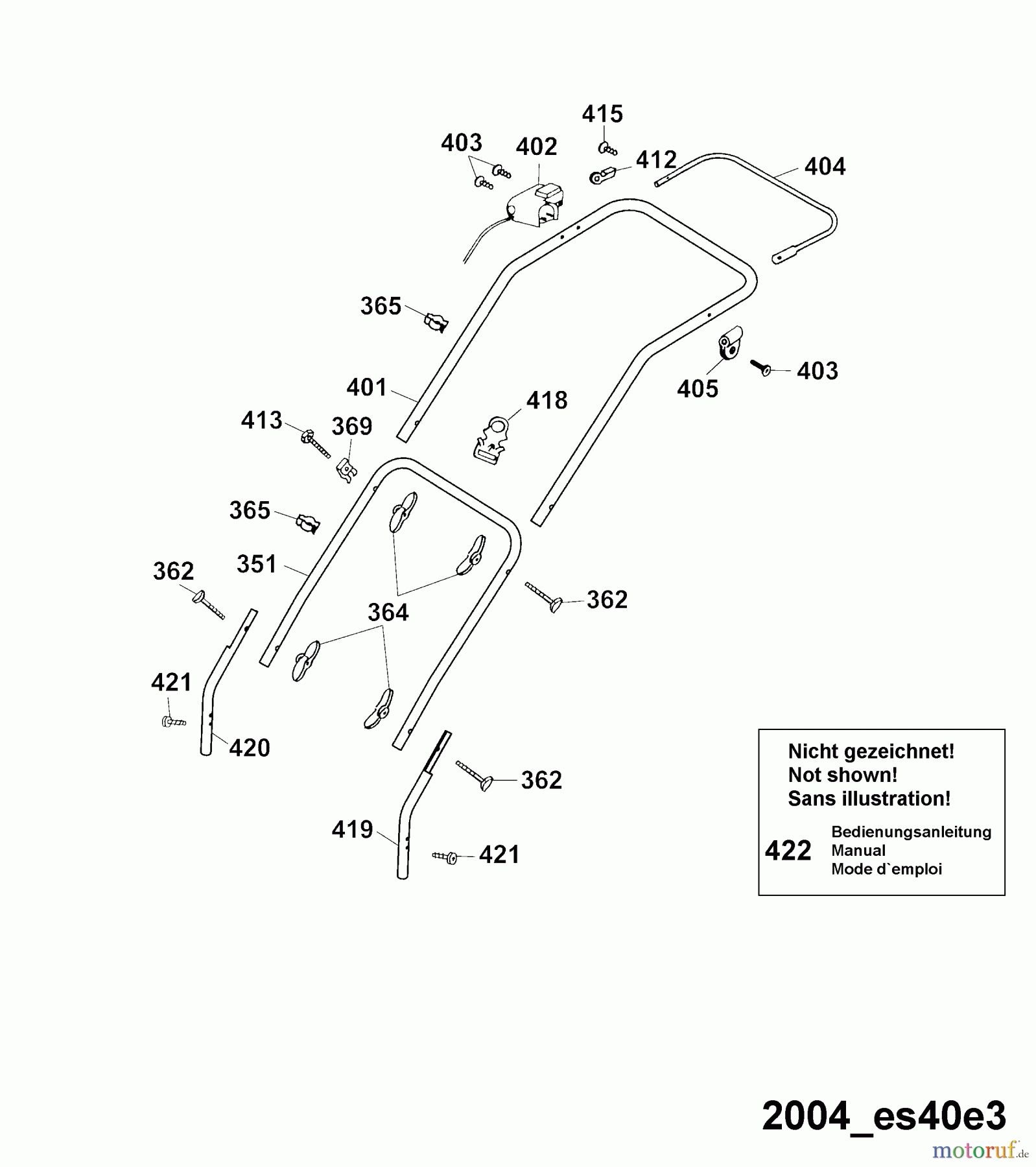  Wolf-Garten Elektromäher Esprit 40 E 4020680 Serie C, D  (2004) Holm
