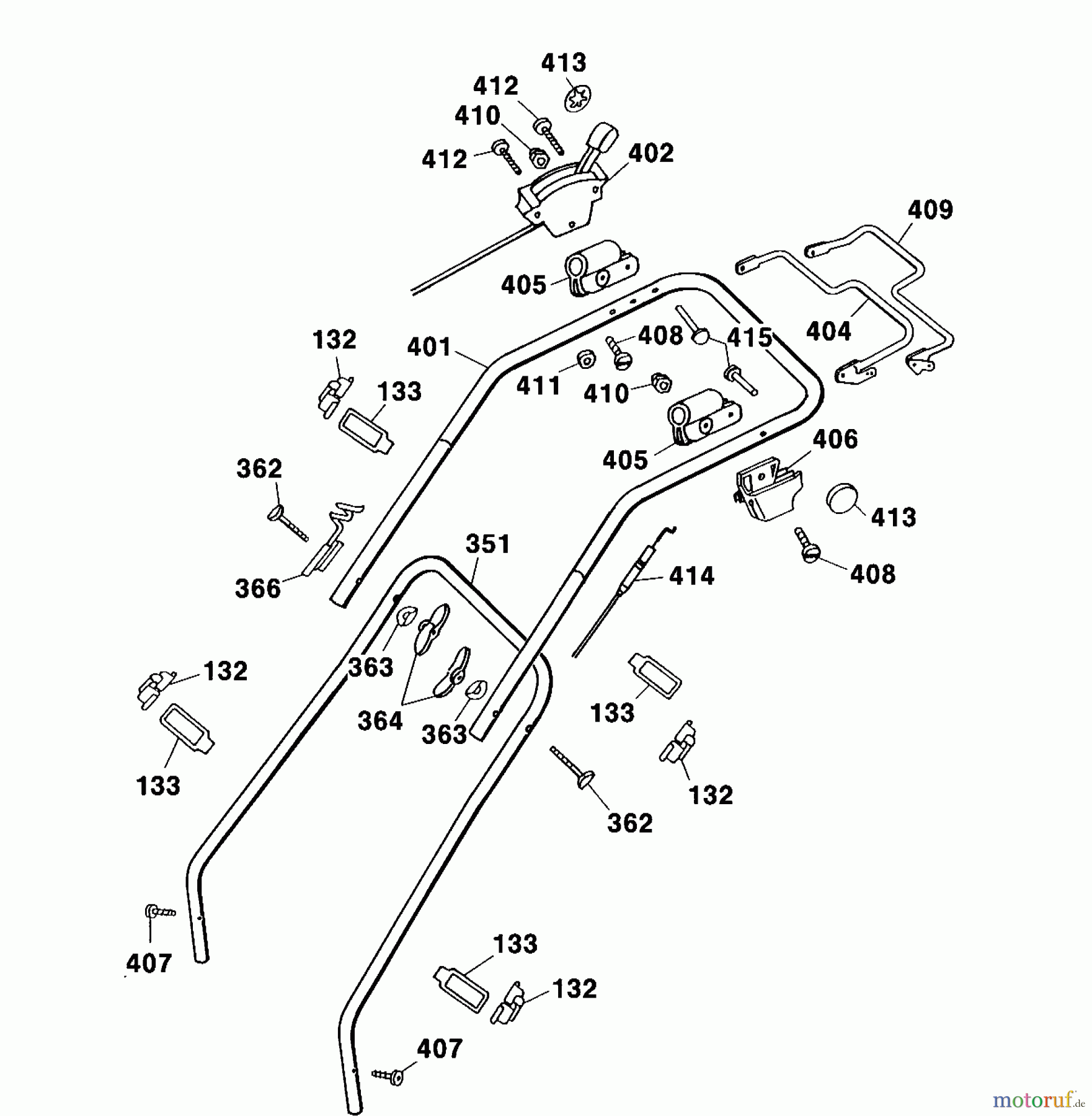 Wolf-Garten Motormäher mit Antrieb Esprit 40 BA 4005000 Serie A (2001) Holm