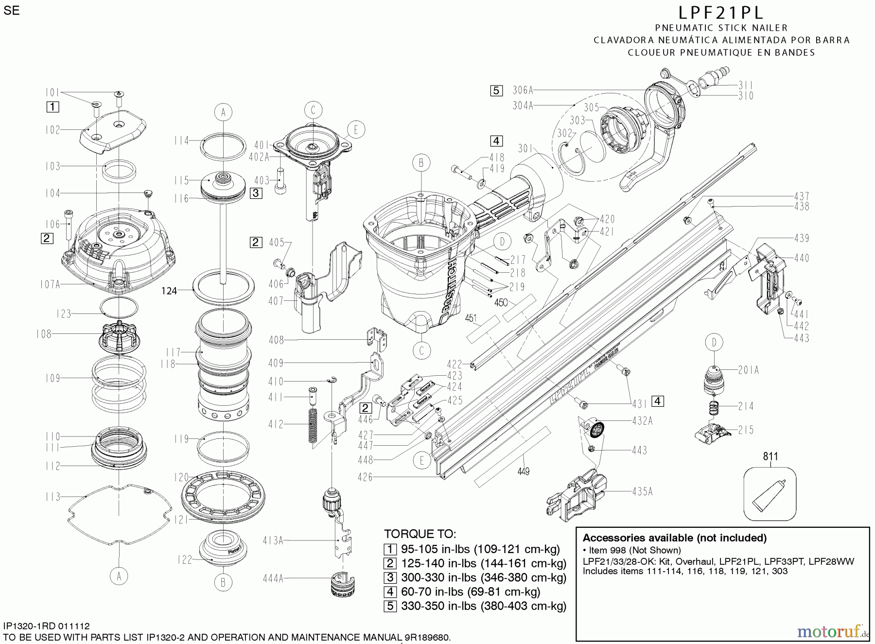 BOSTITCH NAILERS NAILER, 21 DEG 3-1/4 LPF21PL Seite 1