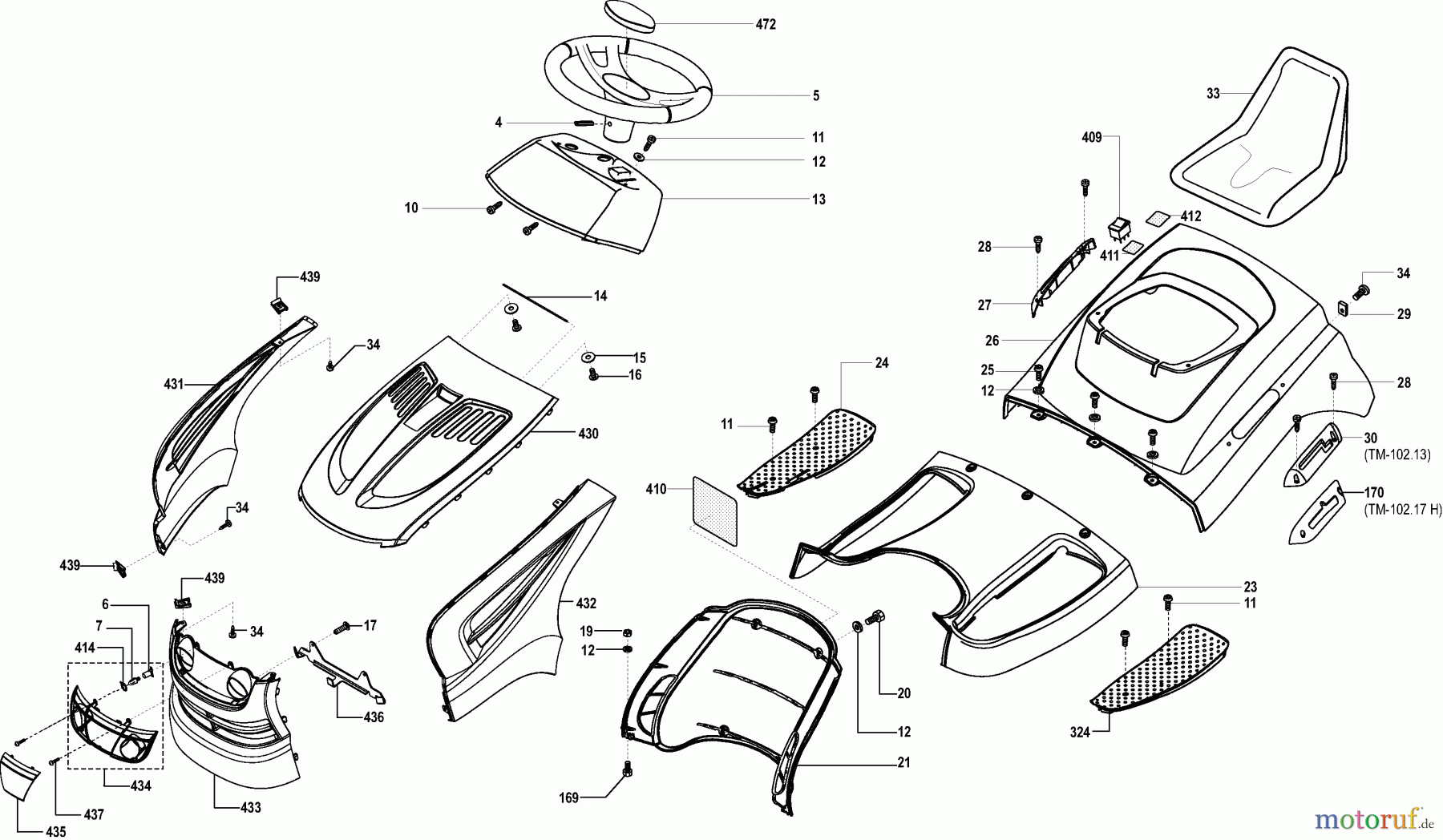  Dolmar Rasentraktoren TM-102.17 H TM-102.17 H (2005) 1  KARROSSERIE