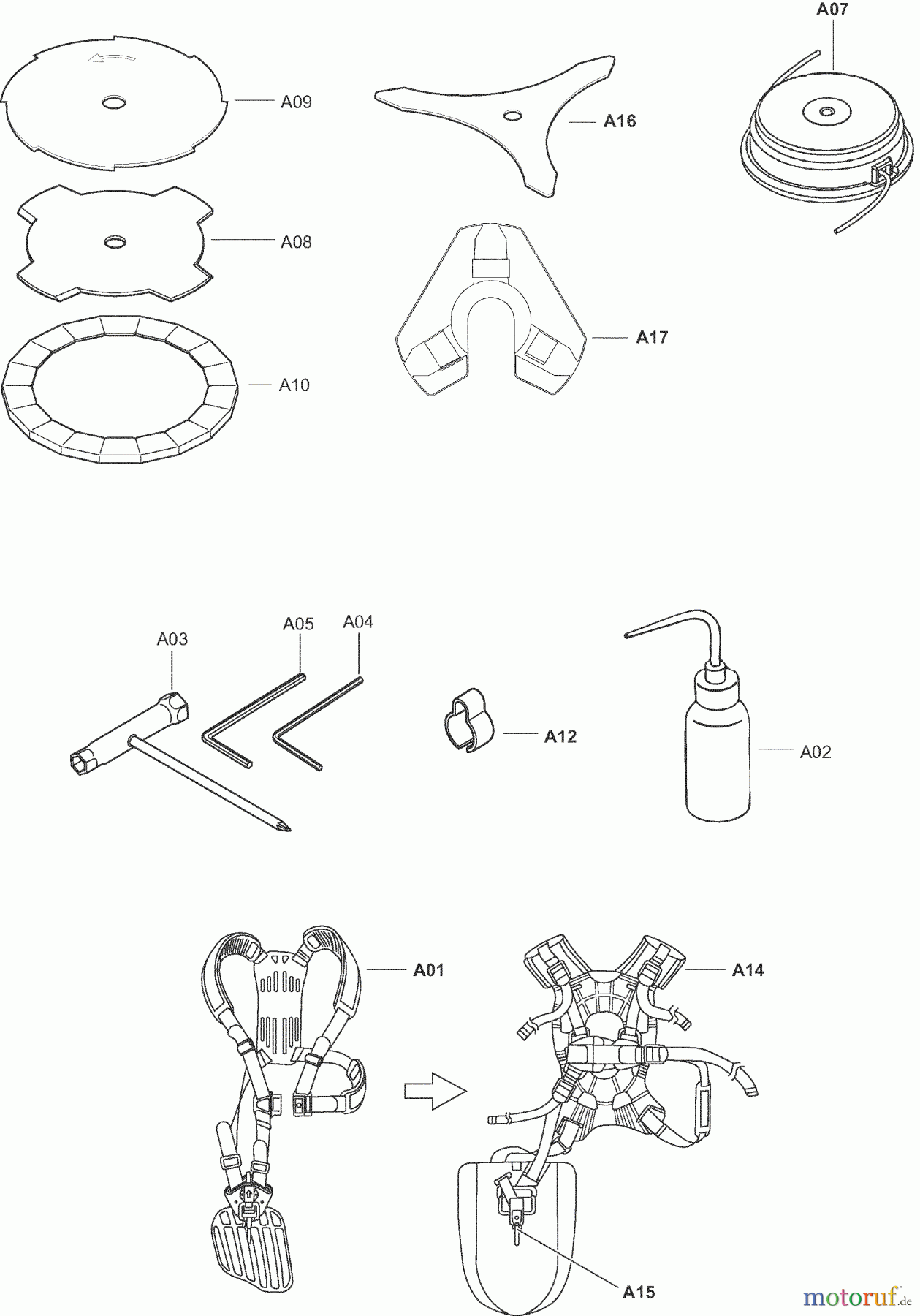  Dolmar Motorsensen & Trimmer Benzin 4-Takt MS3354U 5  Werkzeuge, Zubehör