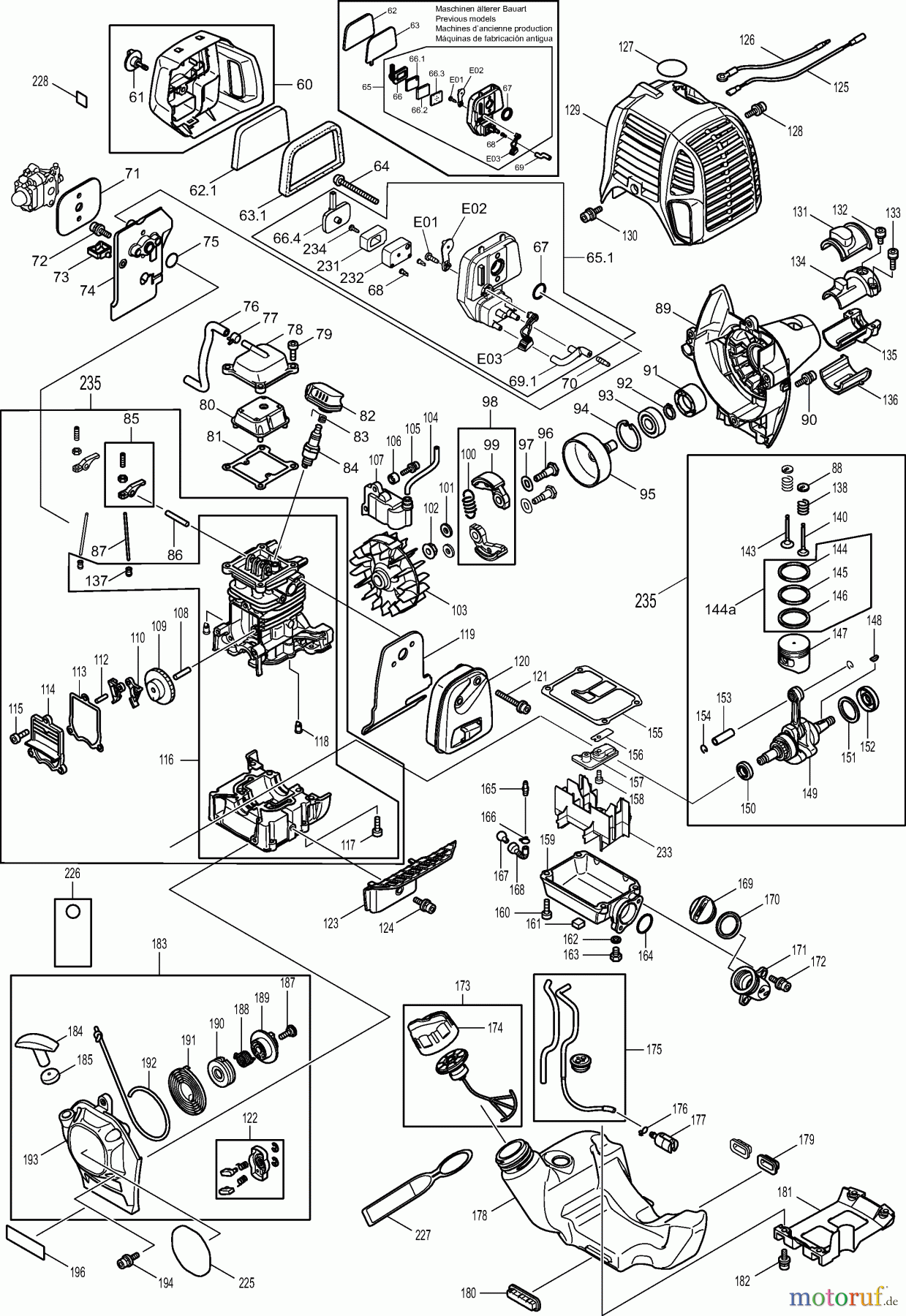  Dolmar Motorsensen & Trimmer Benzin 4-Takt MS-246.4 U (USA) 2  Kurbelgehäuse, Zylinder, Zündung, Schalldämpfer, Kraftstofftank