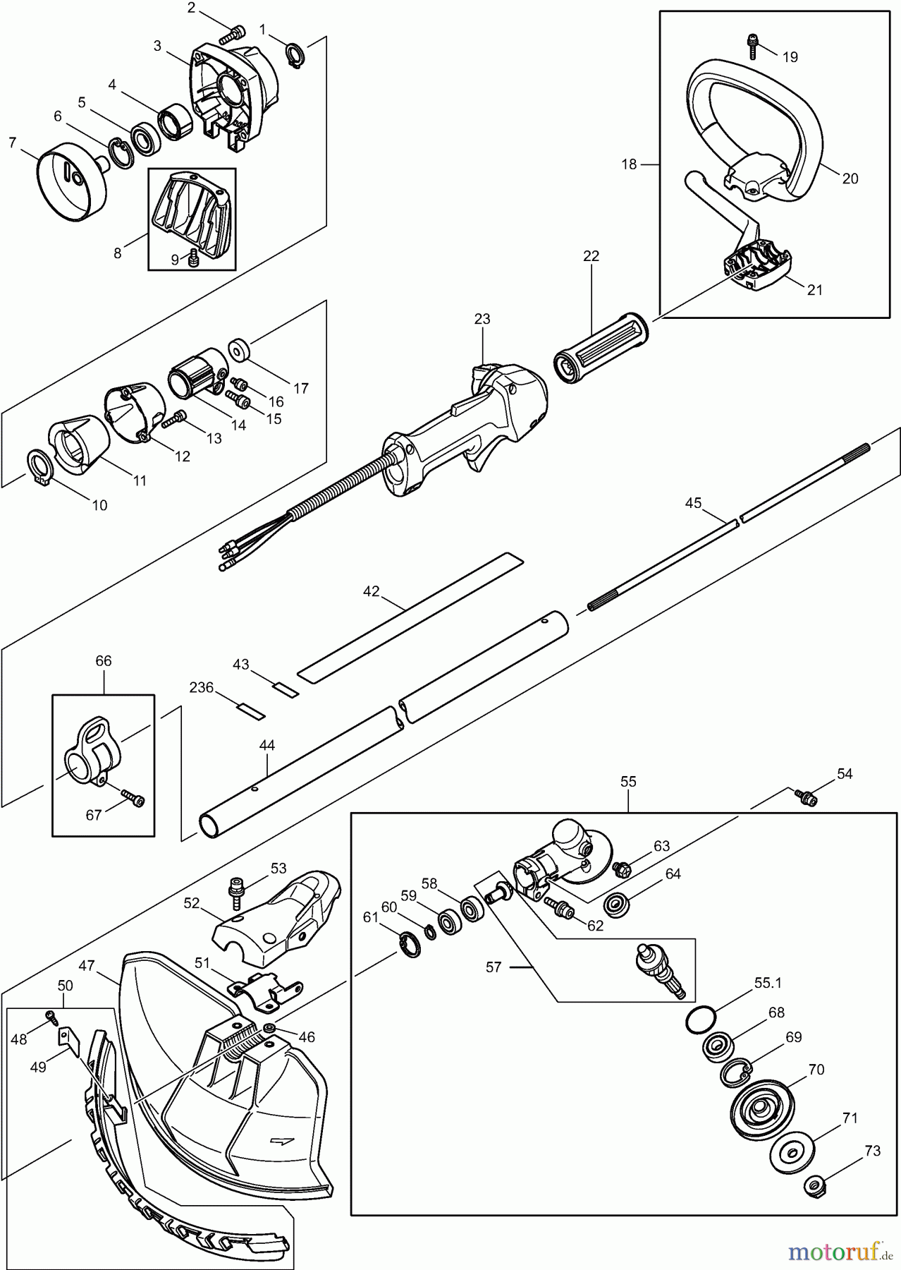 Dolmar Motorsensen & Trimmer Benzin 4-Takt MS-335.4 C (USA) 1  Hauptrohr, Griff, Schutzhaube, Getriebegehäuse