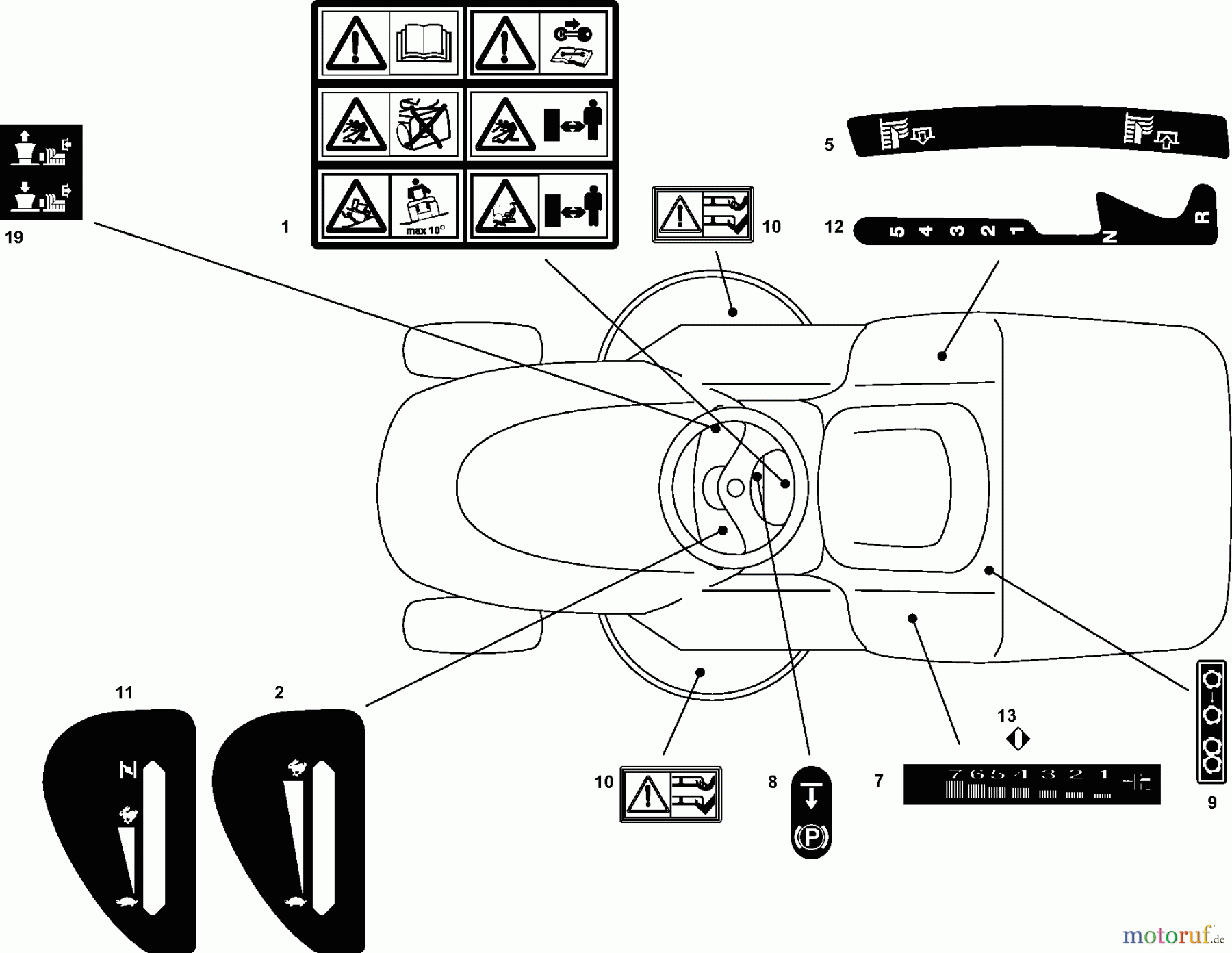  Dolmar Rasentraktoren TM12222H2 TM-122.22 H2 (2009-2010) 13  AUFKLEBER