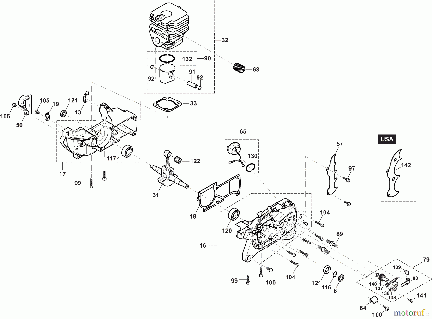  Dolmar Kettensägen Benzin Kettensäge PS6100 3  Zylinder, Kurbelgehäuse