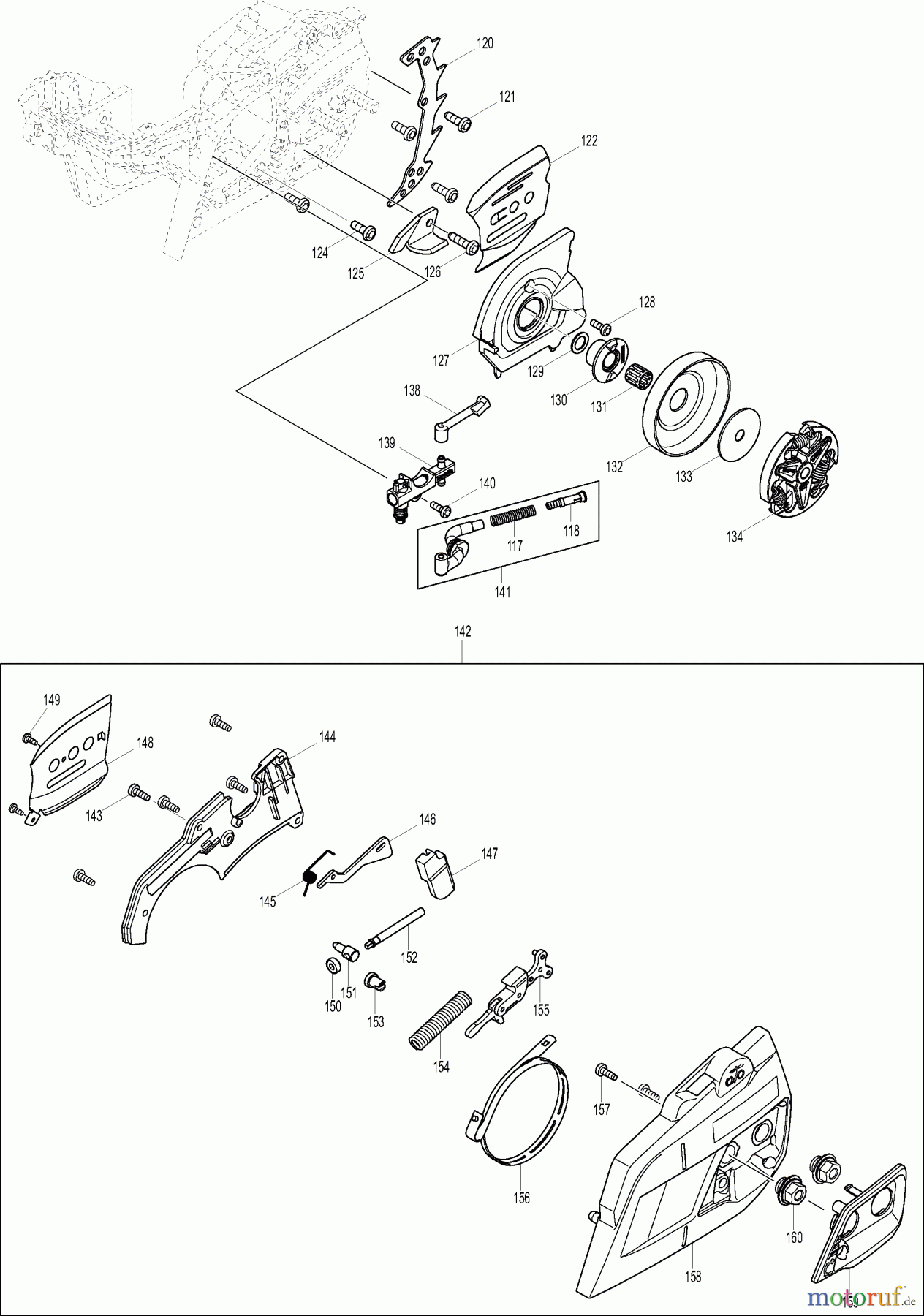 Dolmar Kettensägen Benzin Kettensäge PS352 4 Kupplung, Kettenradschutz