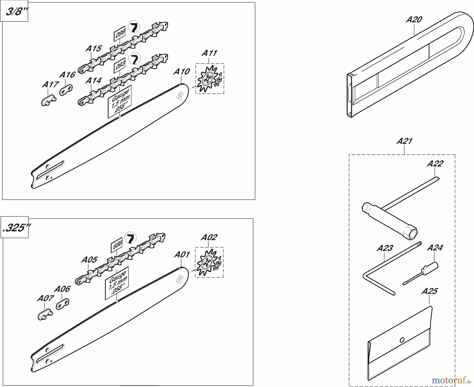 Dolmar Kettensägen Benzin Kettensäge PS550 7 Werkzeuge, Zubehör