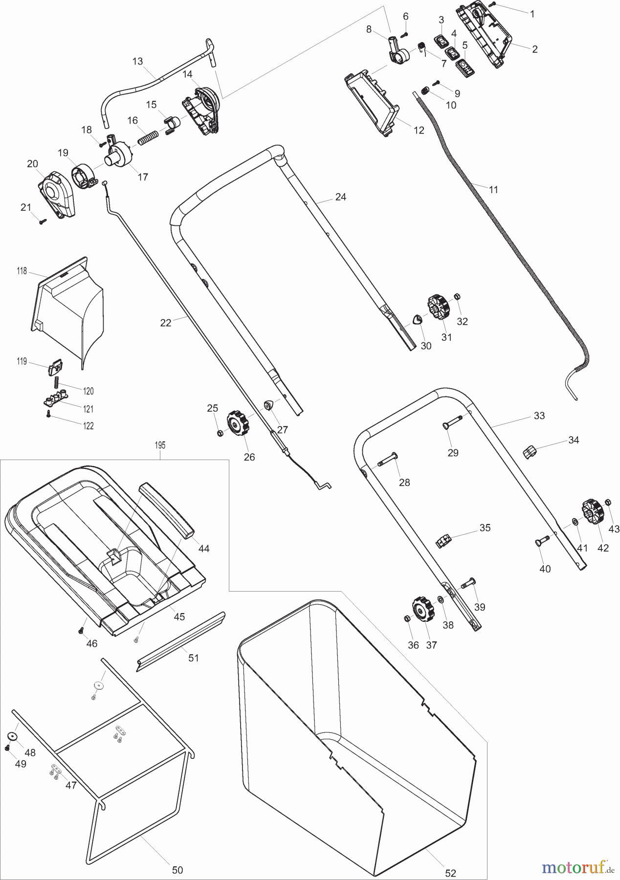 Dolmar Rasenmäher Akku AM3746 1 Führungsholm, Grasfangkorb