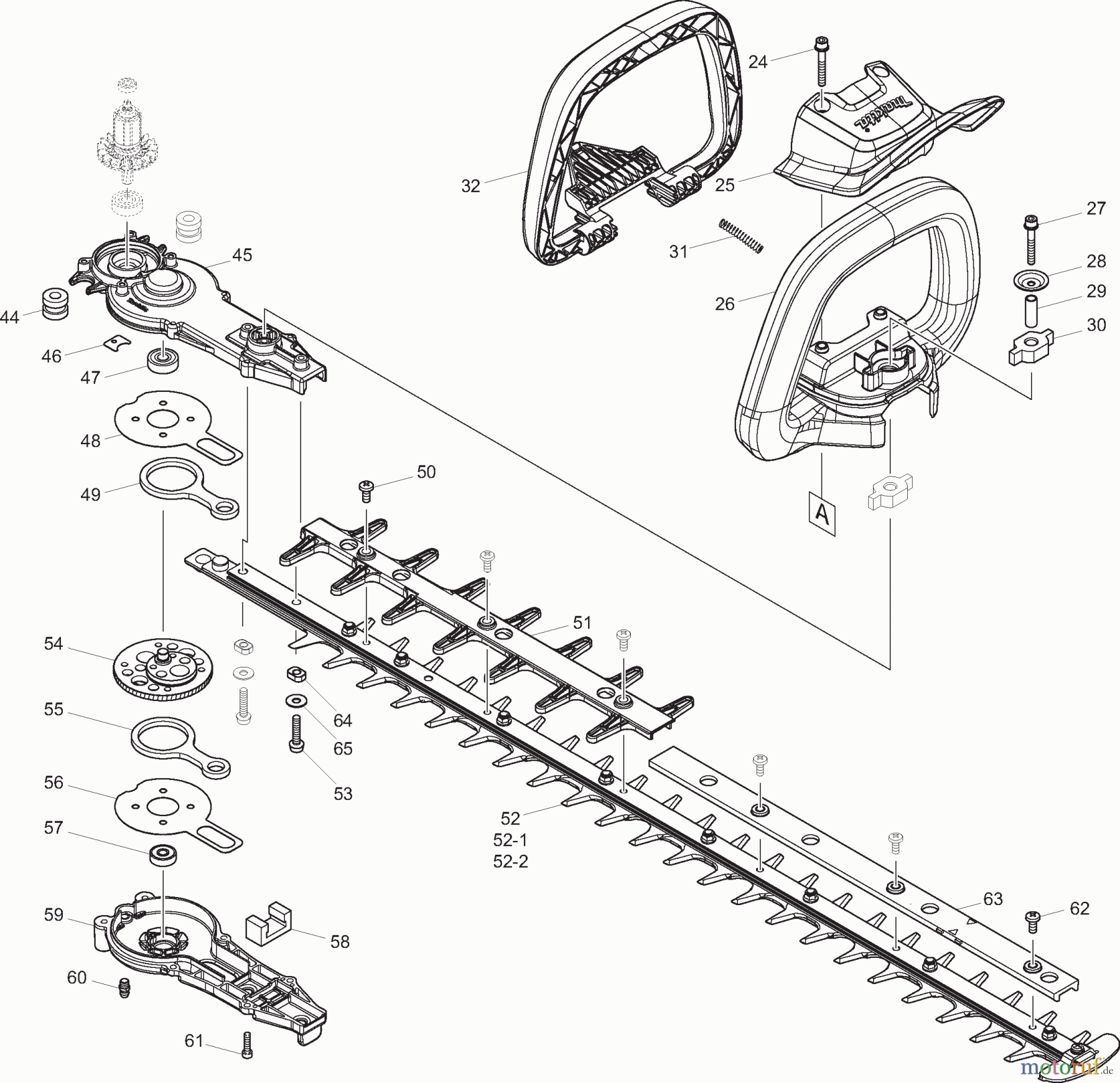 Dolmar Heckenscheren Akku DUH751 2 Bügelgriff, Getriebe, Scherblatt