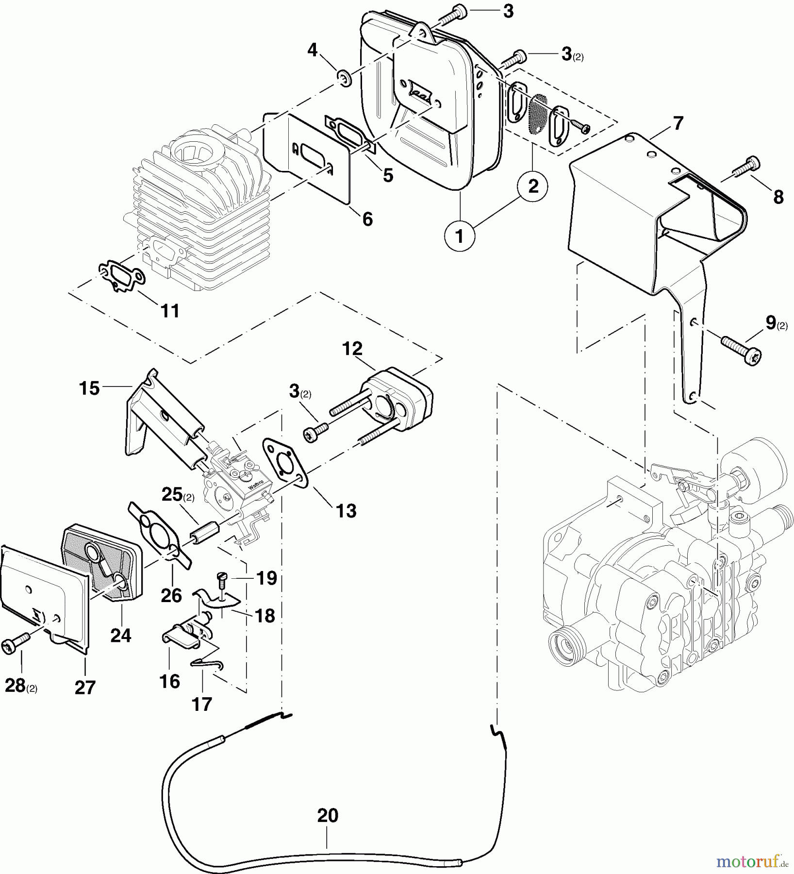 Dolmar Hochdruckreiniger Benzin HP-450 (->2000) 4 Schalldämpfer, Luftfilter