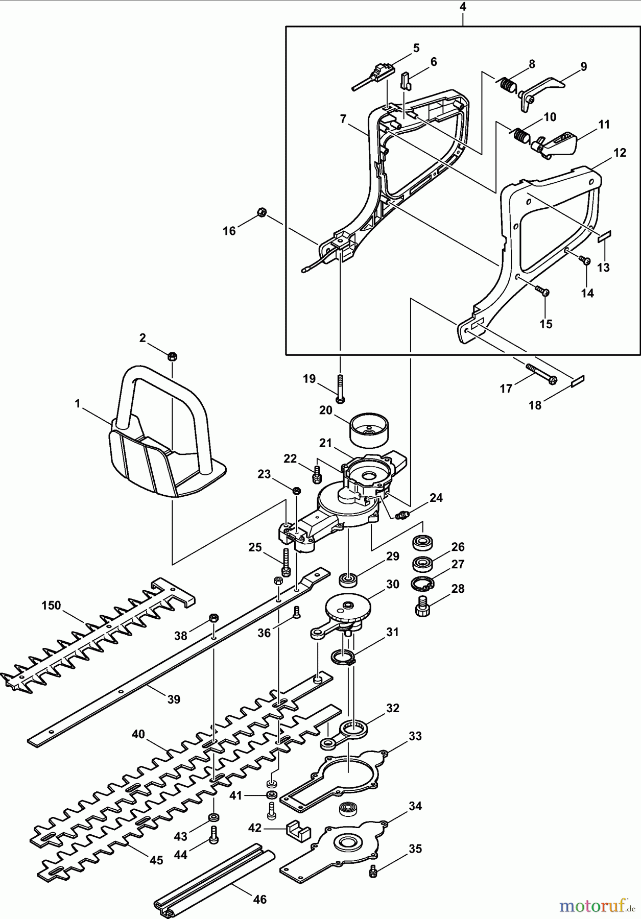  Dolmar Heckenscheren Benzin HT-2145 D (USA) 1  HT-2145 D (USA) Griffe, Getriebe, Scherblatt