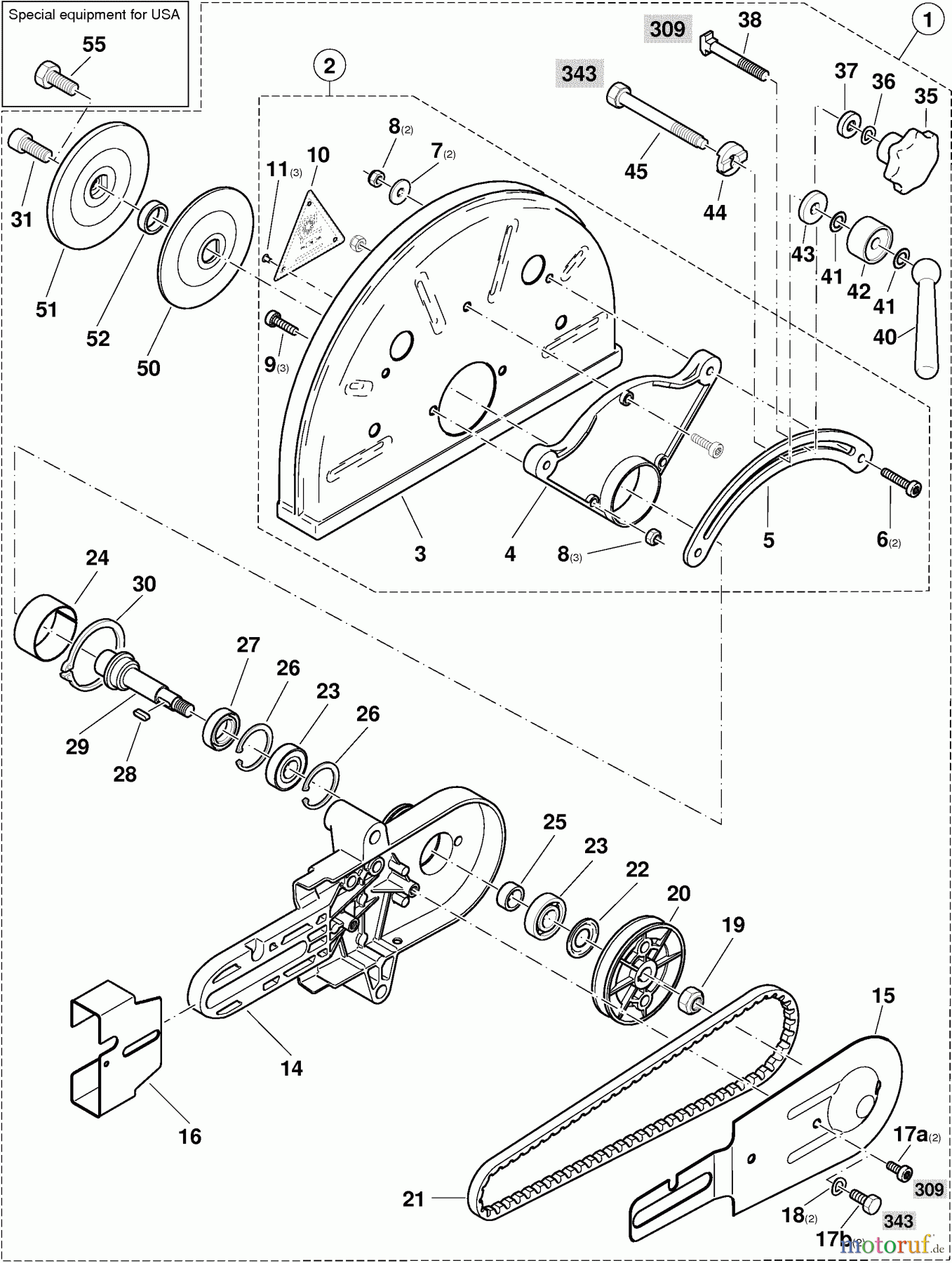  Dolmar Trennschleifer Benzin 343 HappyStart 8  Trennschleifervorsatz kpl., Schutzhaube kpl.