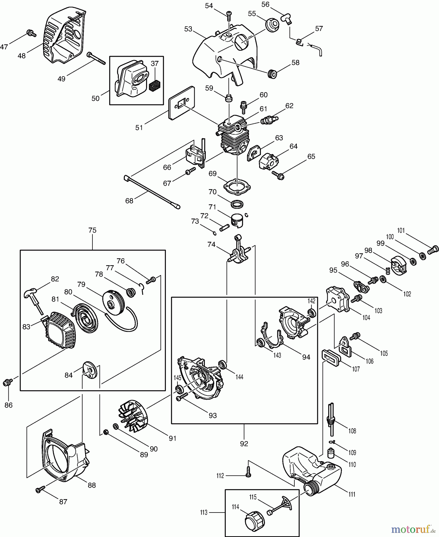  Dolmar Heckenscheren Benzin HT-2145 D (USA) 2  HT-2145 D (USA) Motor, Anwerfvorrichtung, Kraftstofftank