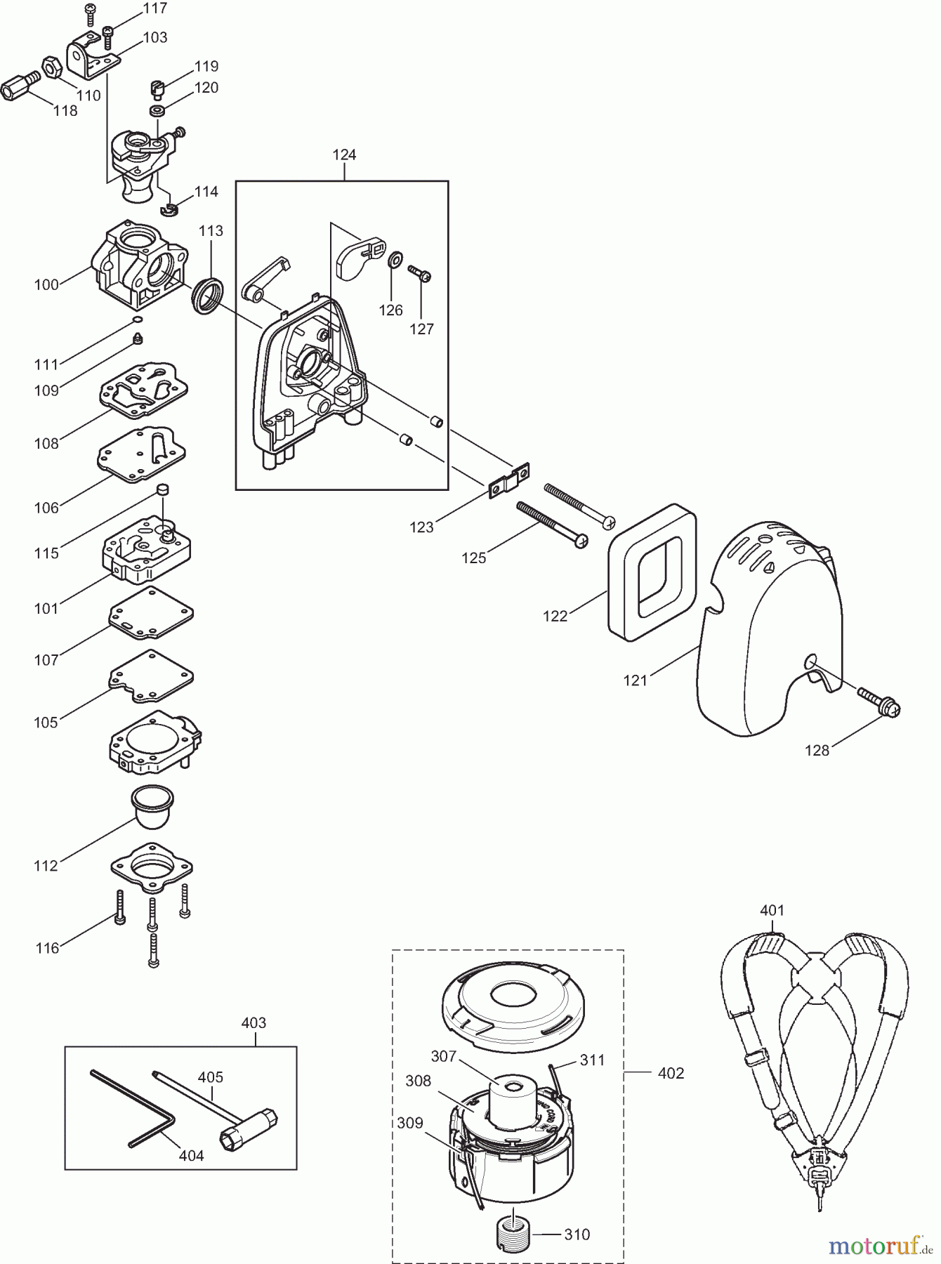  Dolmar Motorsensen & Trimmer Benzin 2-Takt MS-2810 (USA) 3  Vergaser, Luftfilter, Zubehör