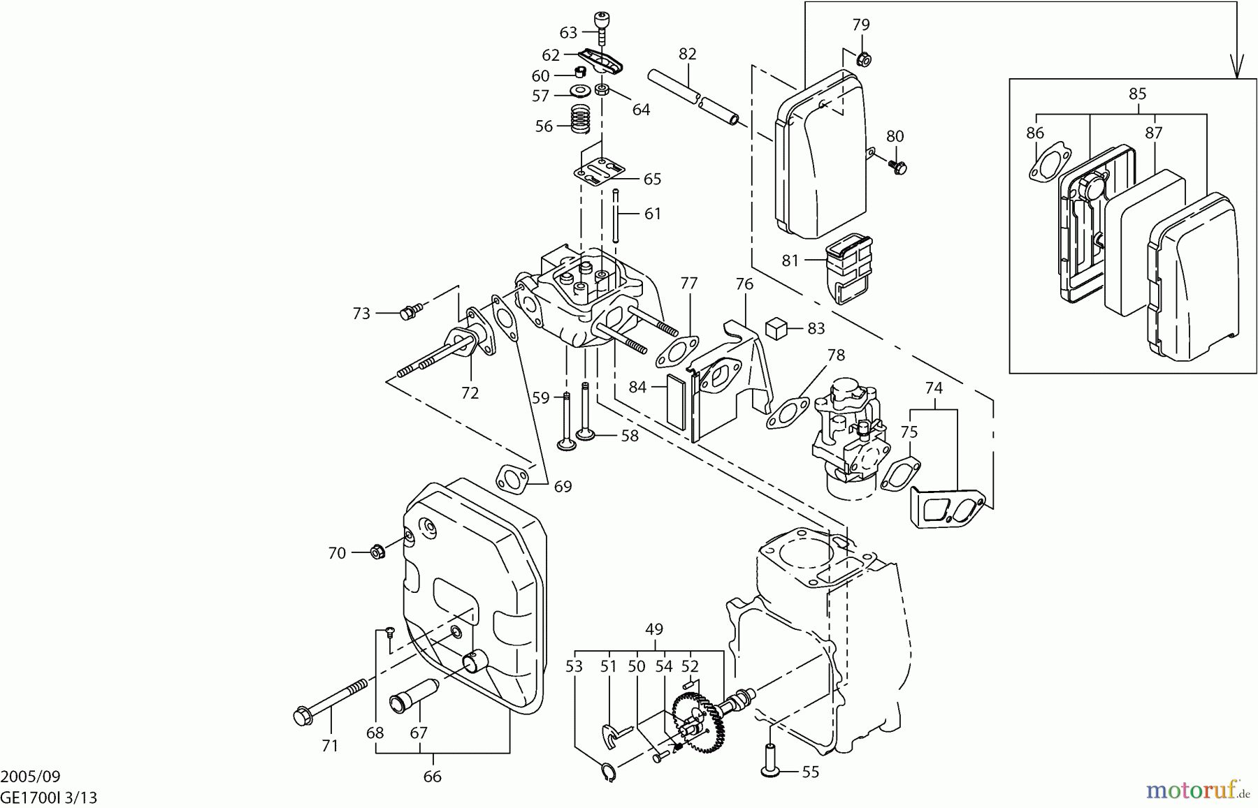  Dolmar Stromerzeuger GE-1700 I 3  Ventile, Luftfilter, Schalldämpfer