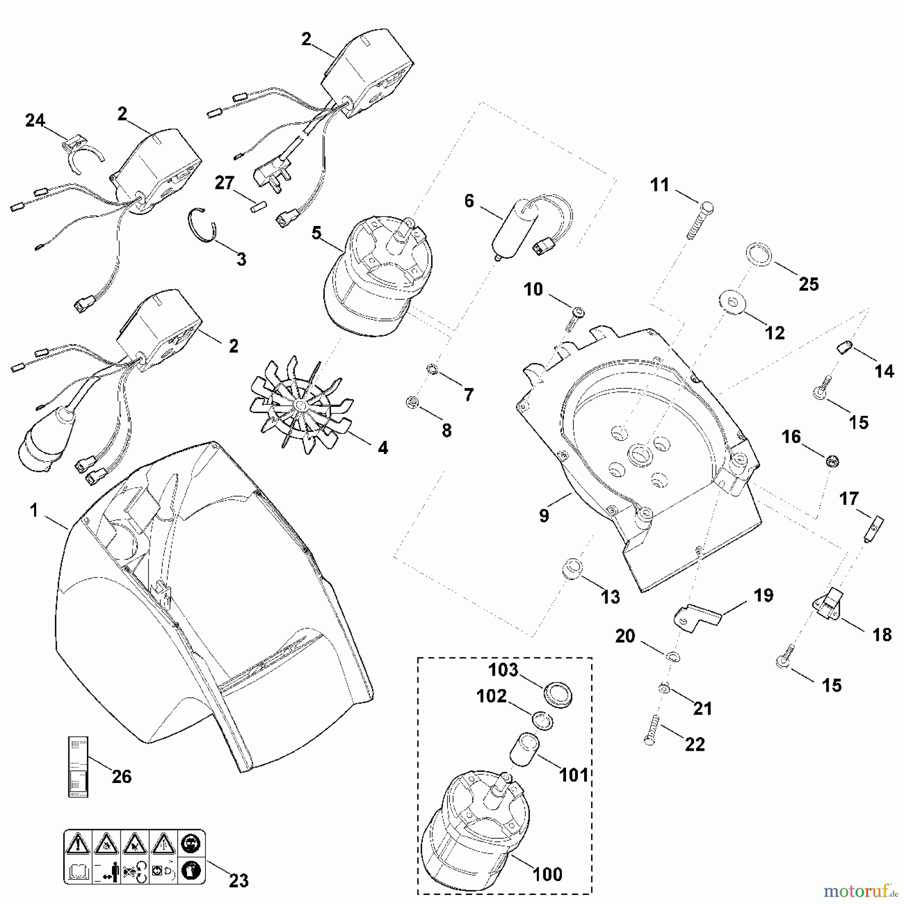  Viking Häcksler Elektro GE 250, GE 260 B - Gehäuse, Elektromotor
