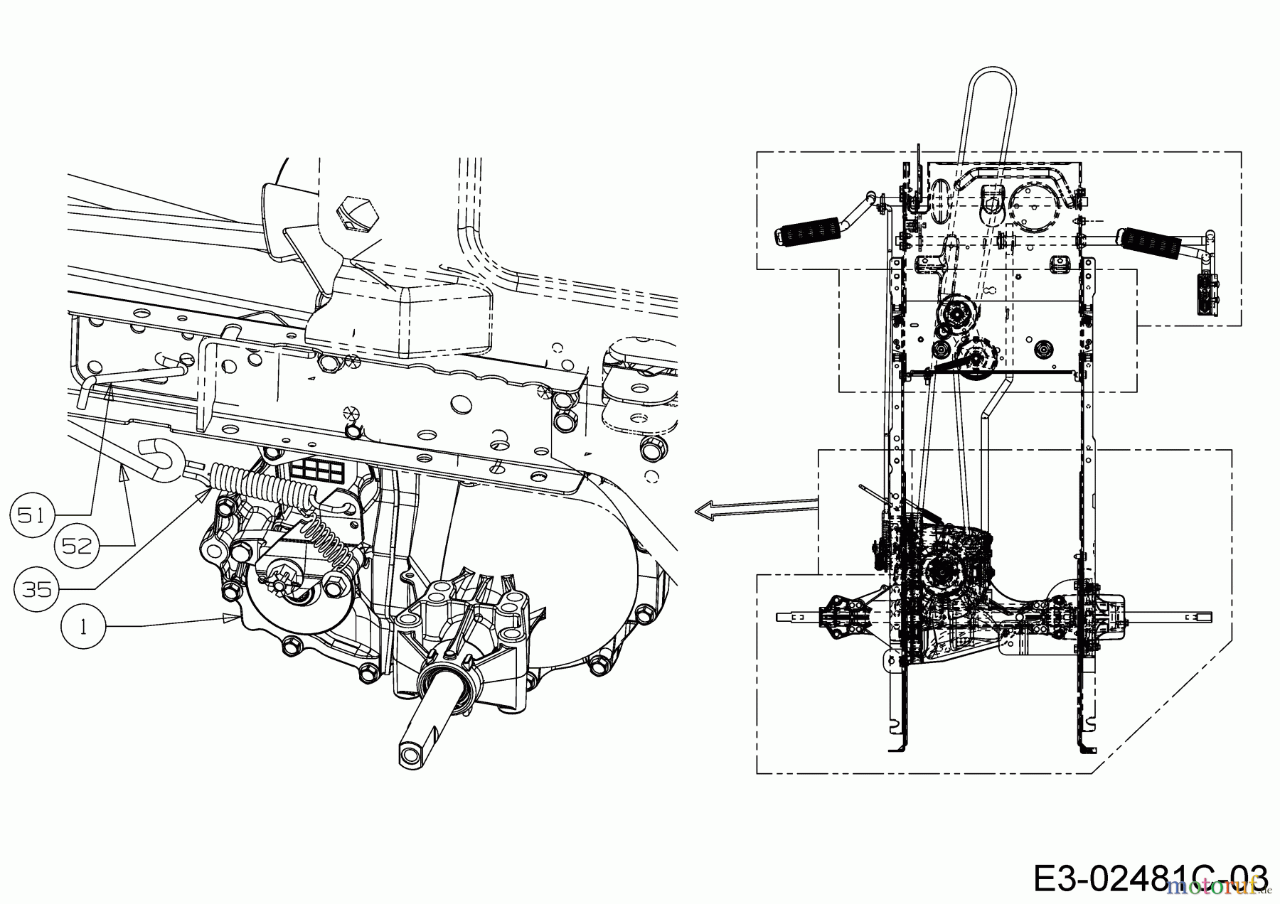  Helington Rasentraktoren H 105 HK 13AG71KN686  (2019) Bremsstange, Bypassstange, Hydrostat