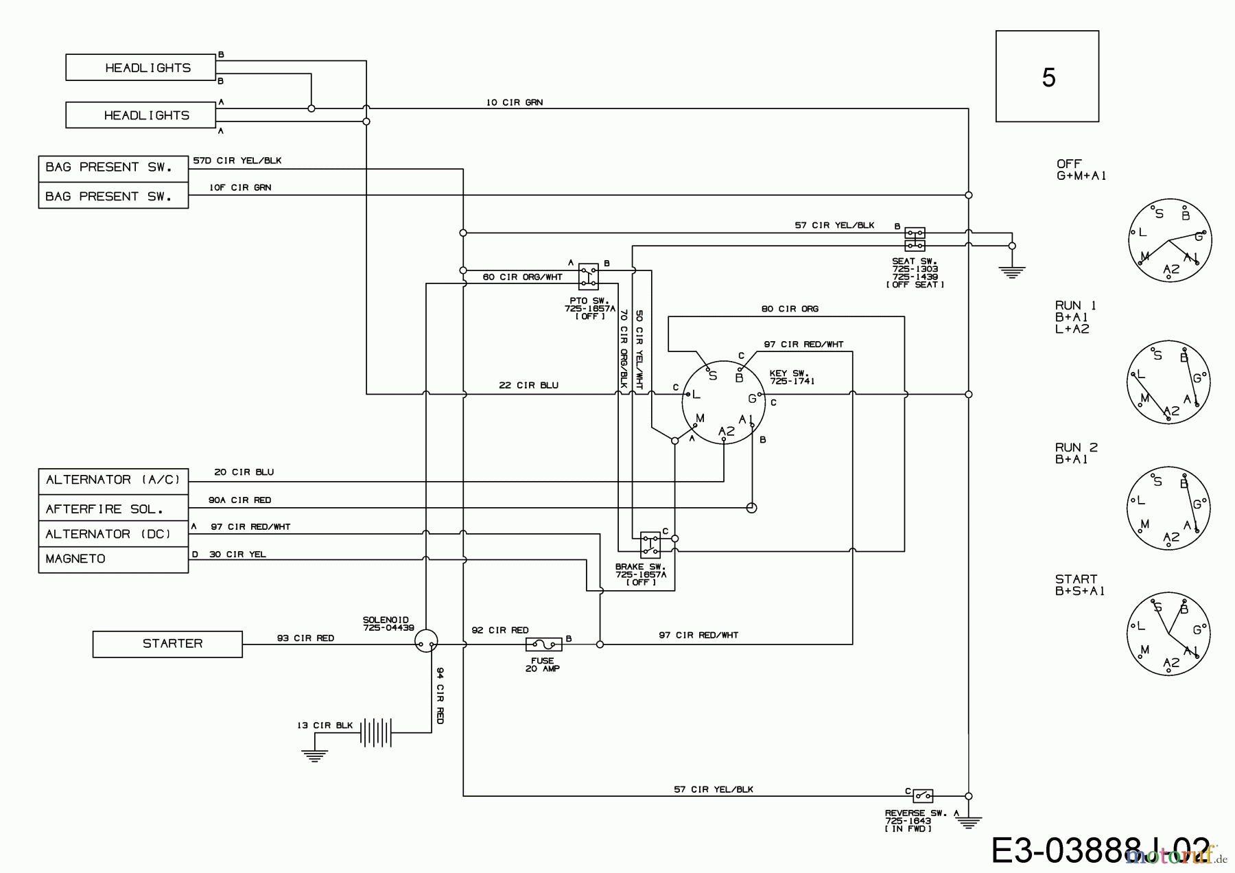  MTD Rasentraktoren MTD 92 13CH765E600  (2019) Schaltplan