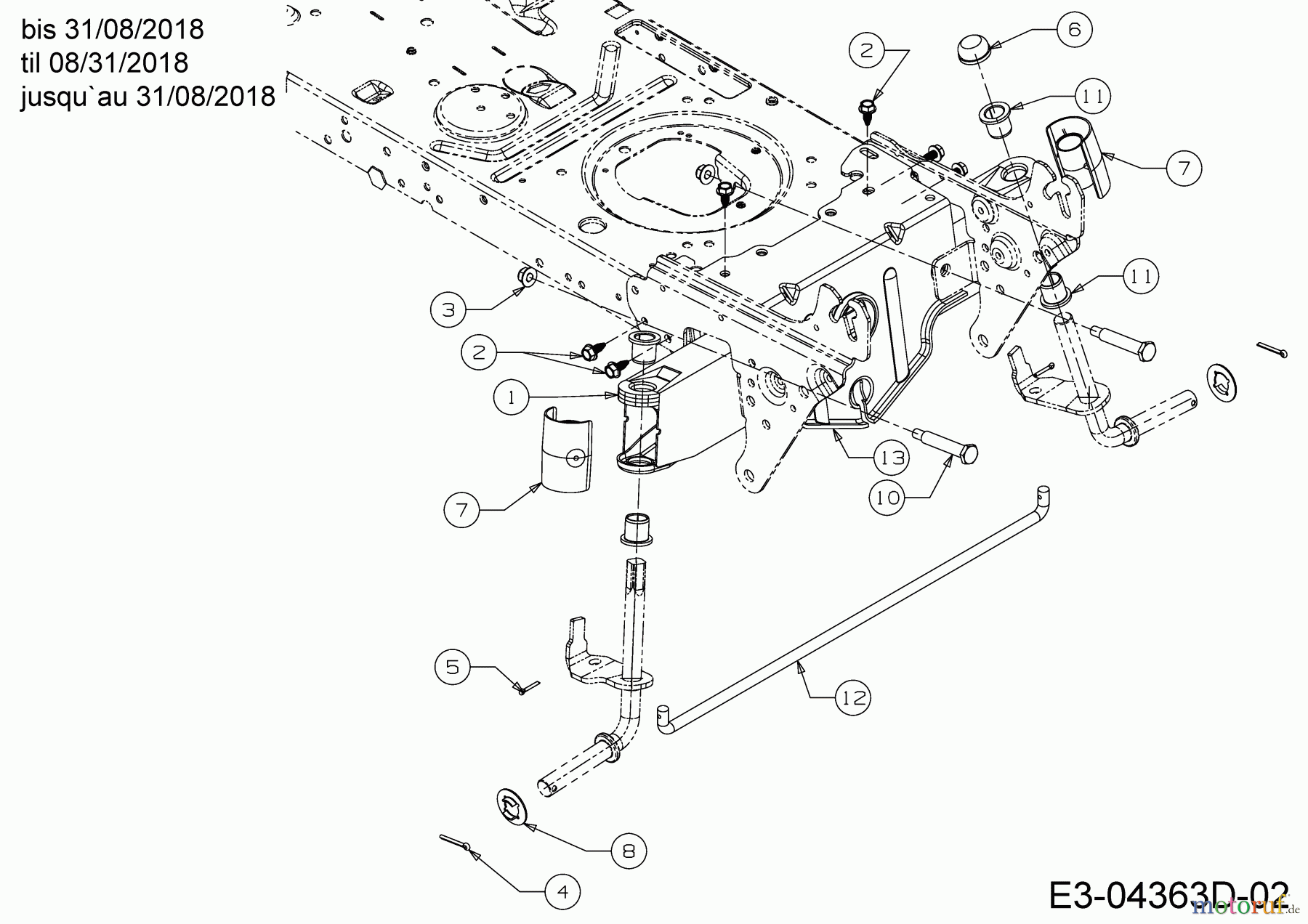  Helington Rasentraktoren H 96 T 13H276KF686  (2018) Vorderachse bis 31/08/2018