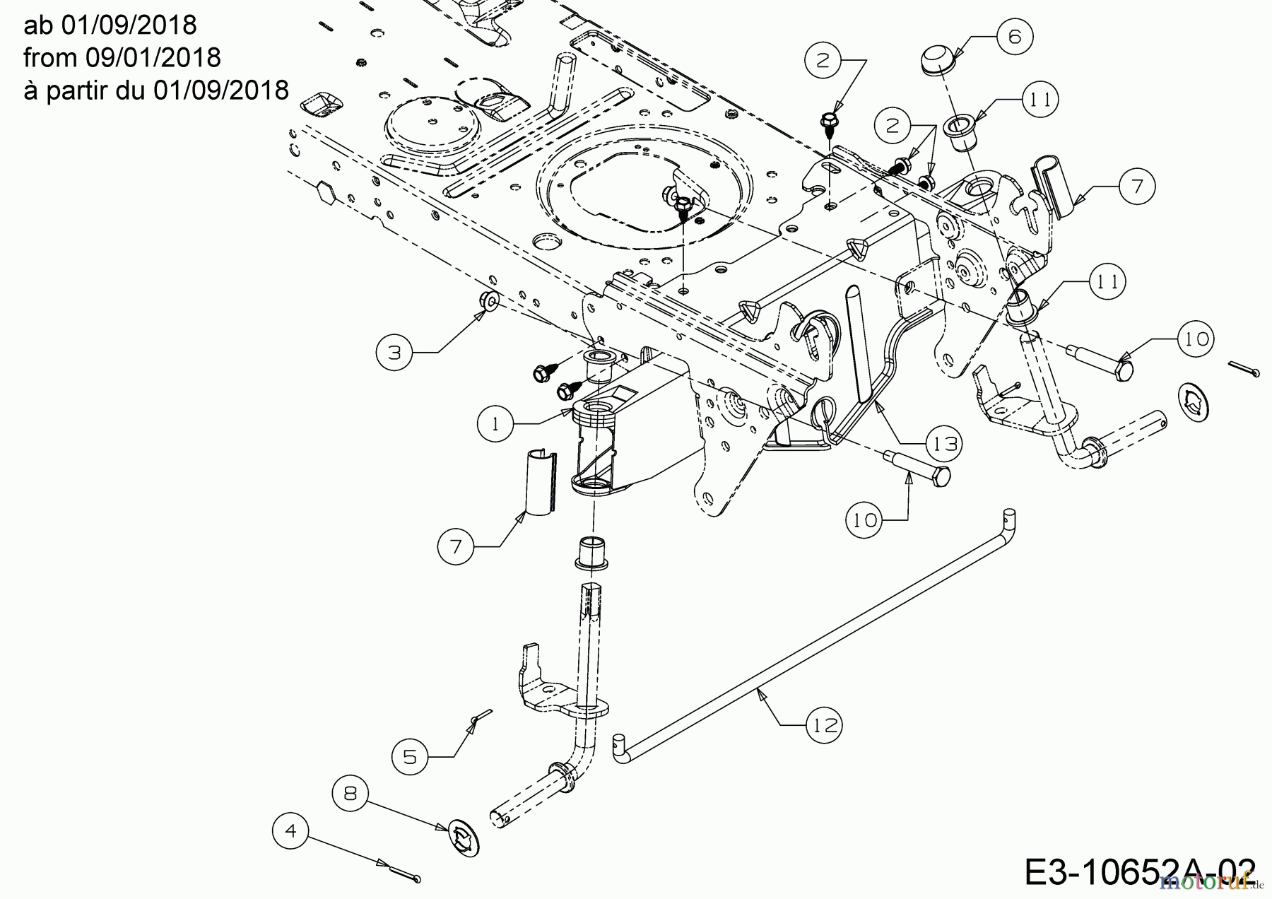  B Power Rasentraktoren BT 145-92 AH 13IM71KE648  (2018) Vorderachse ab 01/09/2018