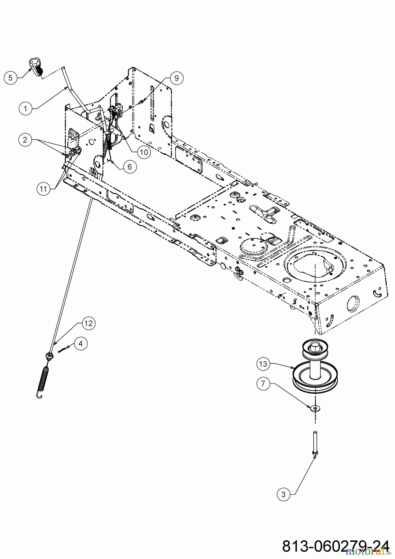  Cub Cadet Rasentraktoren LT1 NS96 13AB77DF603 (2022) Mähwerkseinschaltung, Motorkeilriemenscheibe