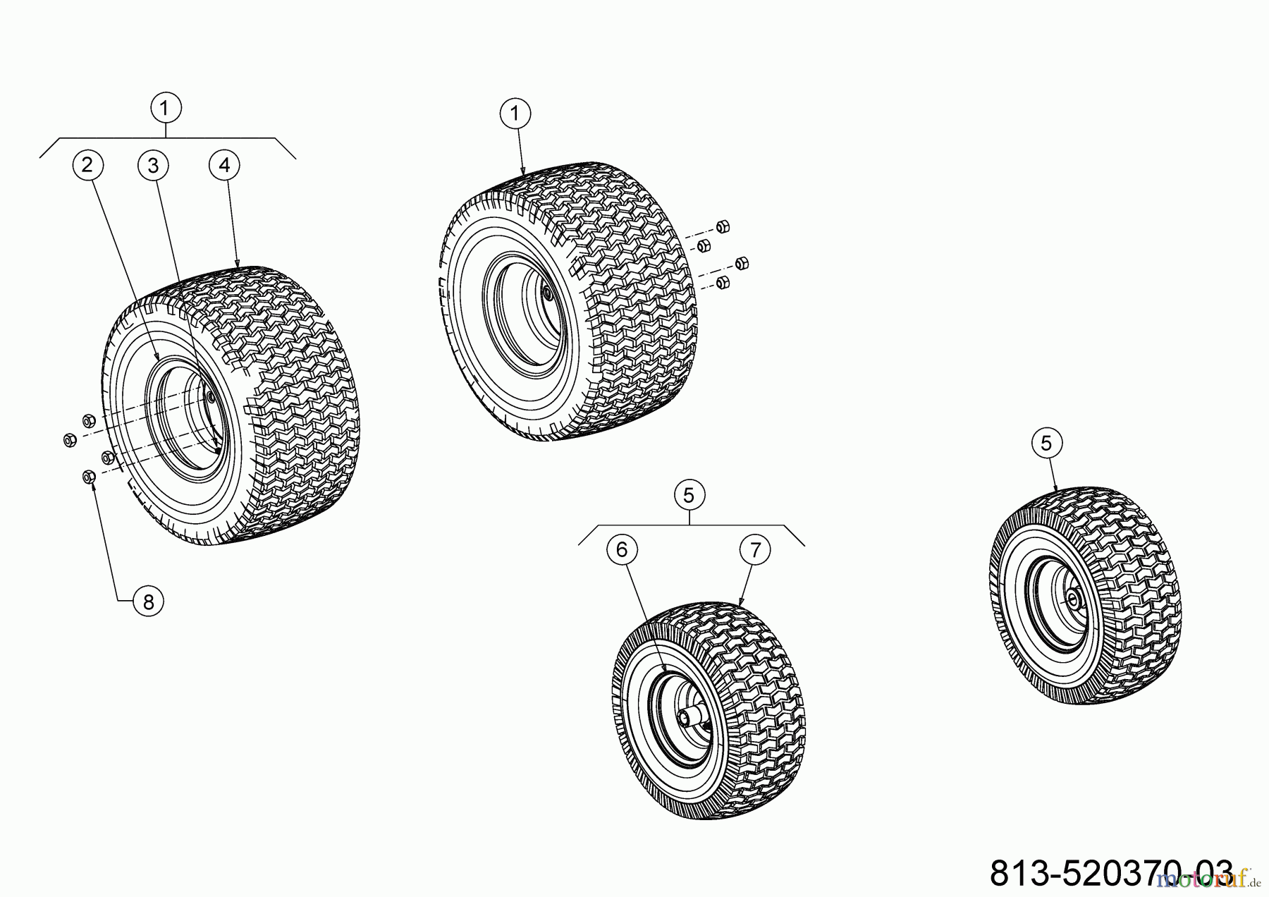  Cub Cadet Rasentraktoren XT3 QR106 13AFA5TR603 (2022) Räder 15x6 + 18x9,5