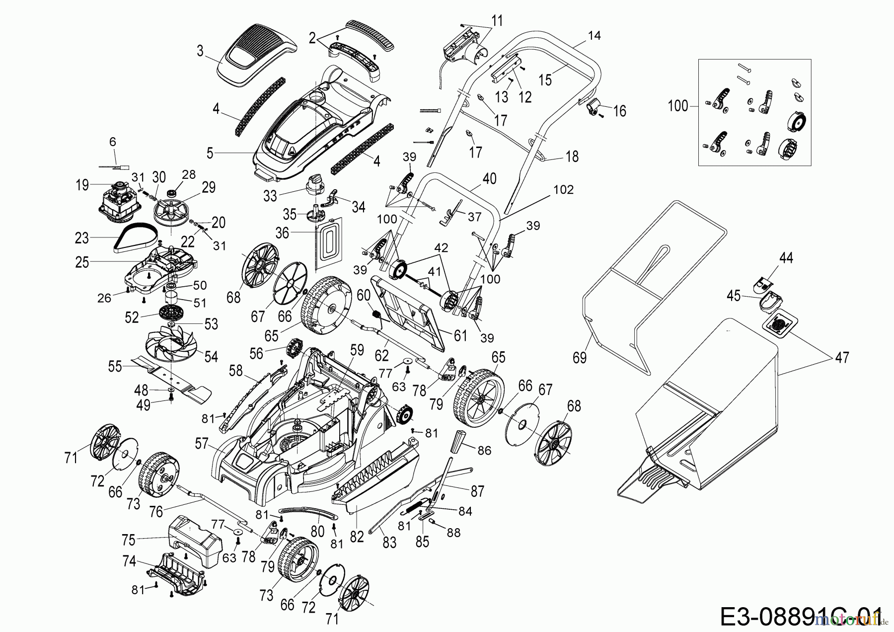  Wolf-Garten Elektromäher A 340 E 18BKEJS2650  (2021) Grundgerät