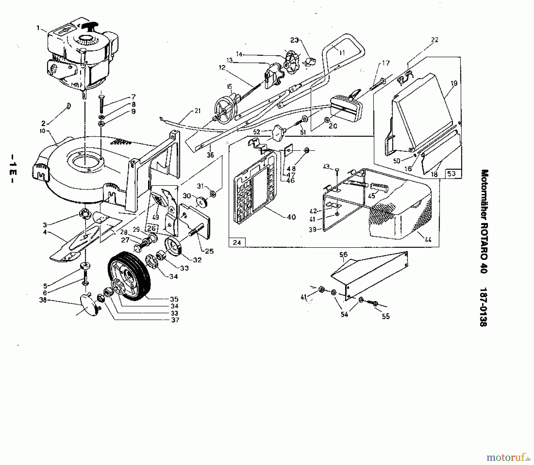  Rotaro Motormäher ROTARO  40 187-0138  (1987) Grundgerät