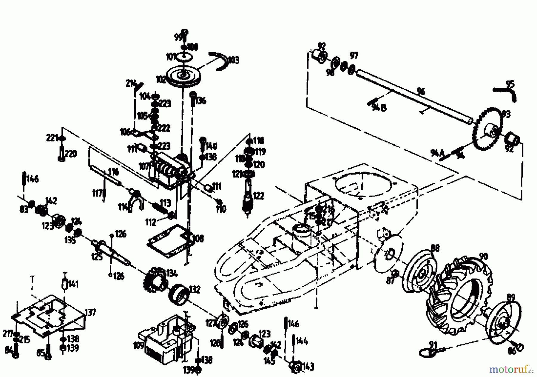  Gutbrod Balkenmäher BM 710 07515.01  (1989) Getriebe, Räder