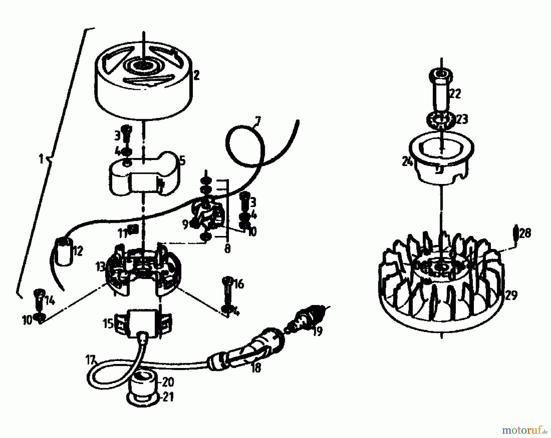  Gutbrod Balkenmäher BM 100-2/G 07507.01  (1990) Gebläsegehäuse, Schwungrad, Starter, Tank, Zündung